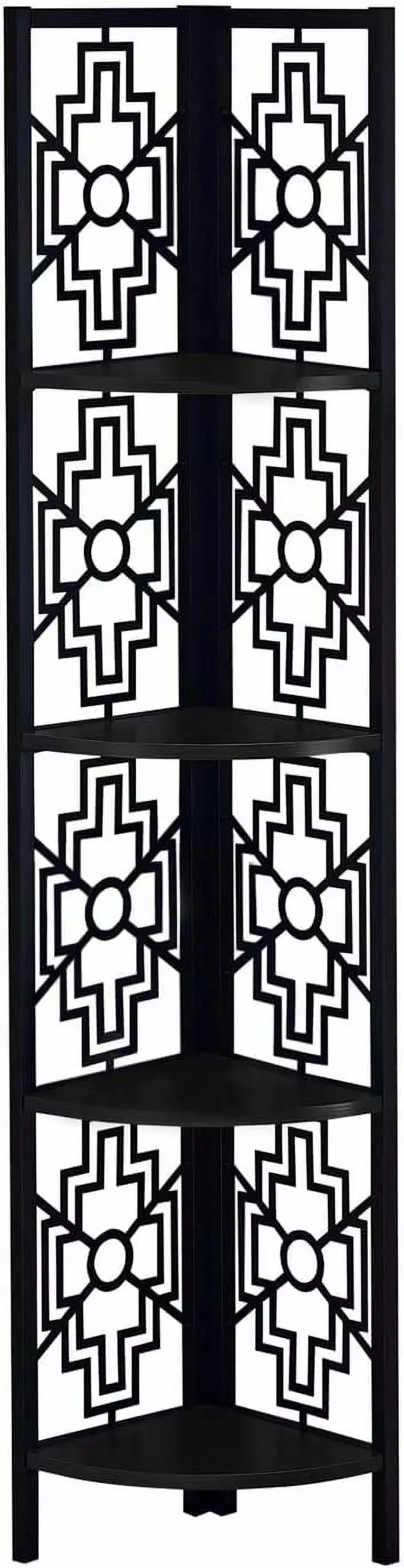 DONFU I 3620 4-Tier 62 Inch Corner Bookcase Metal Laminate Black Transitional Office Bedroom