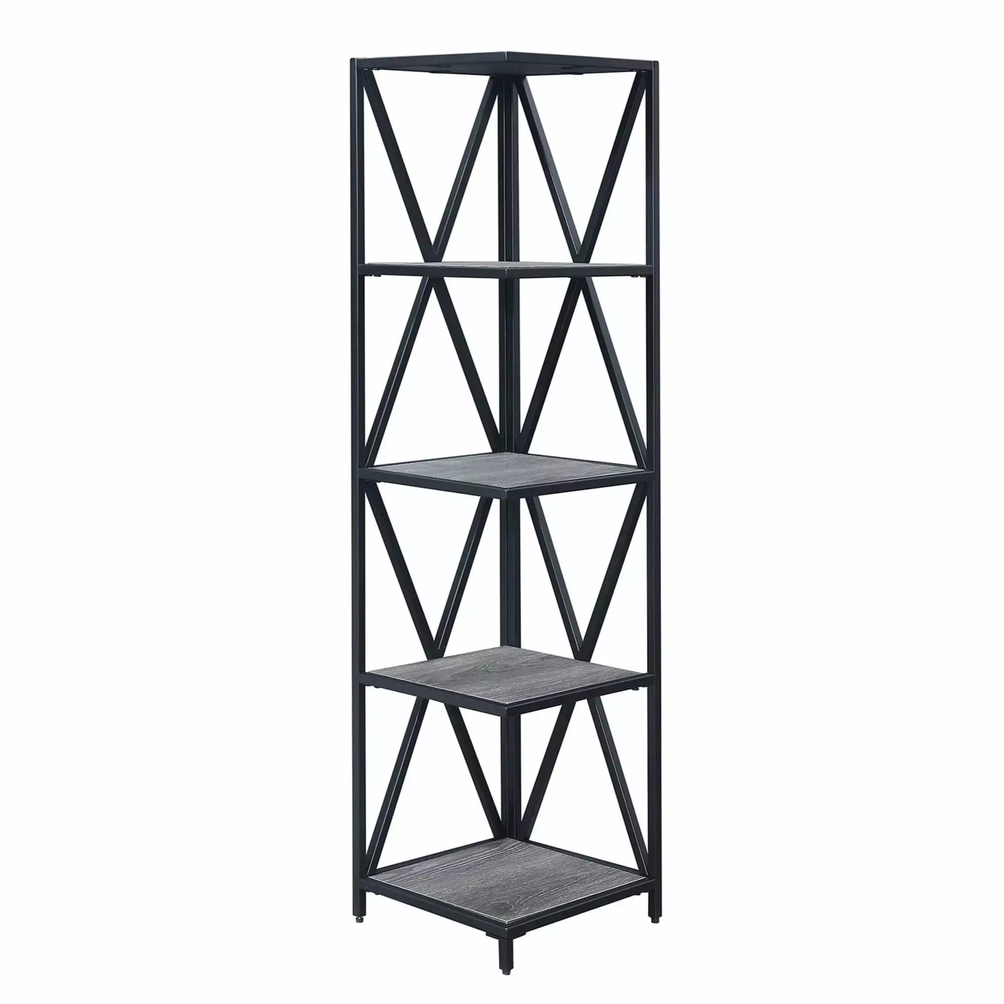 Ergode Tucson Metal 5 Tier Corner Bookcase Home Office Living Room