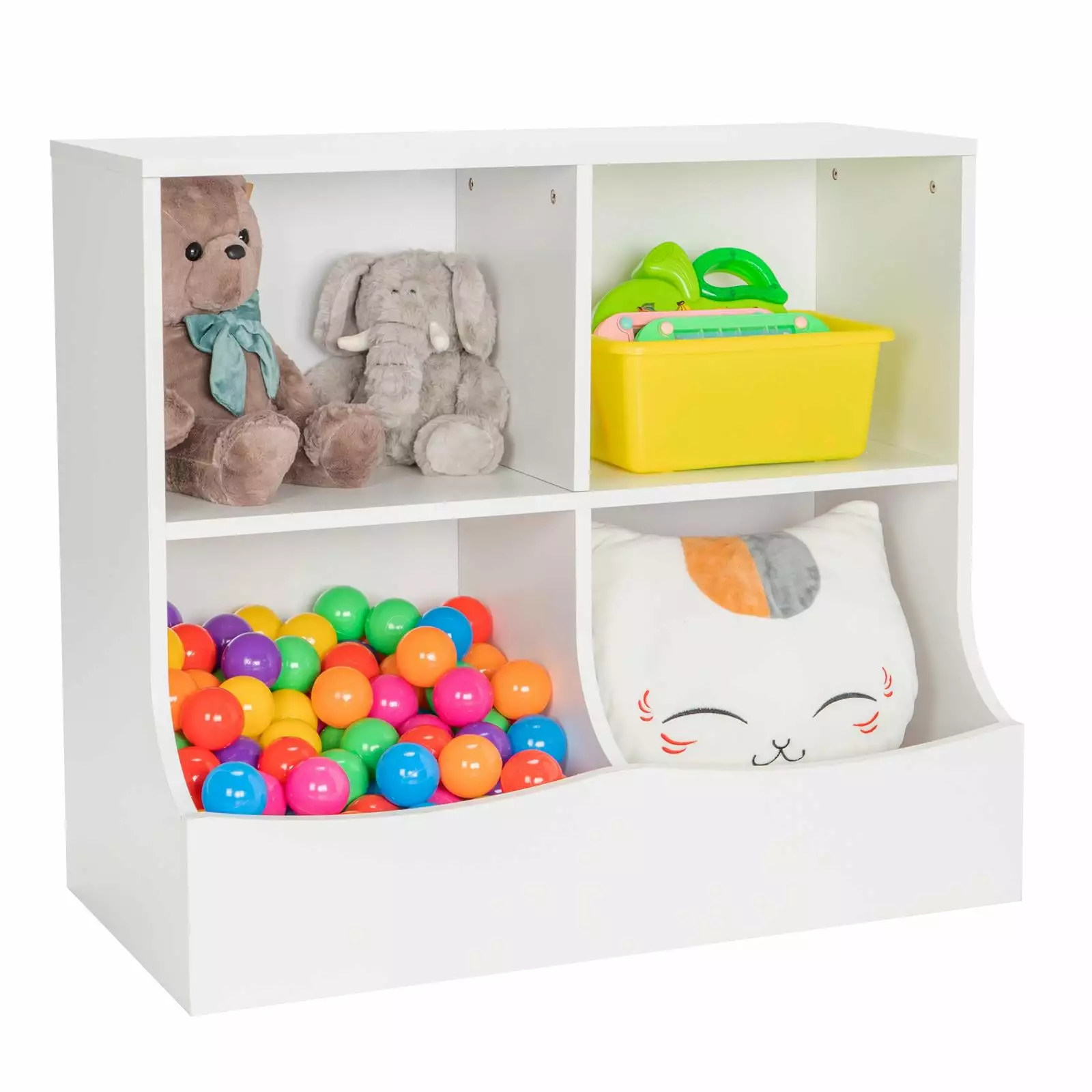 GoDecor 4-Cubby Kids Bookcase Footboard Multi-Bin Children's Organizer Shelf White FCH