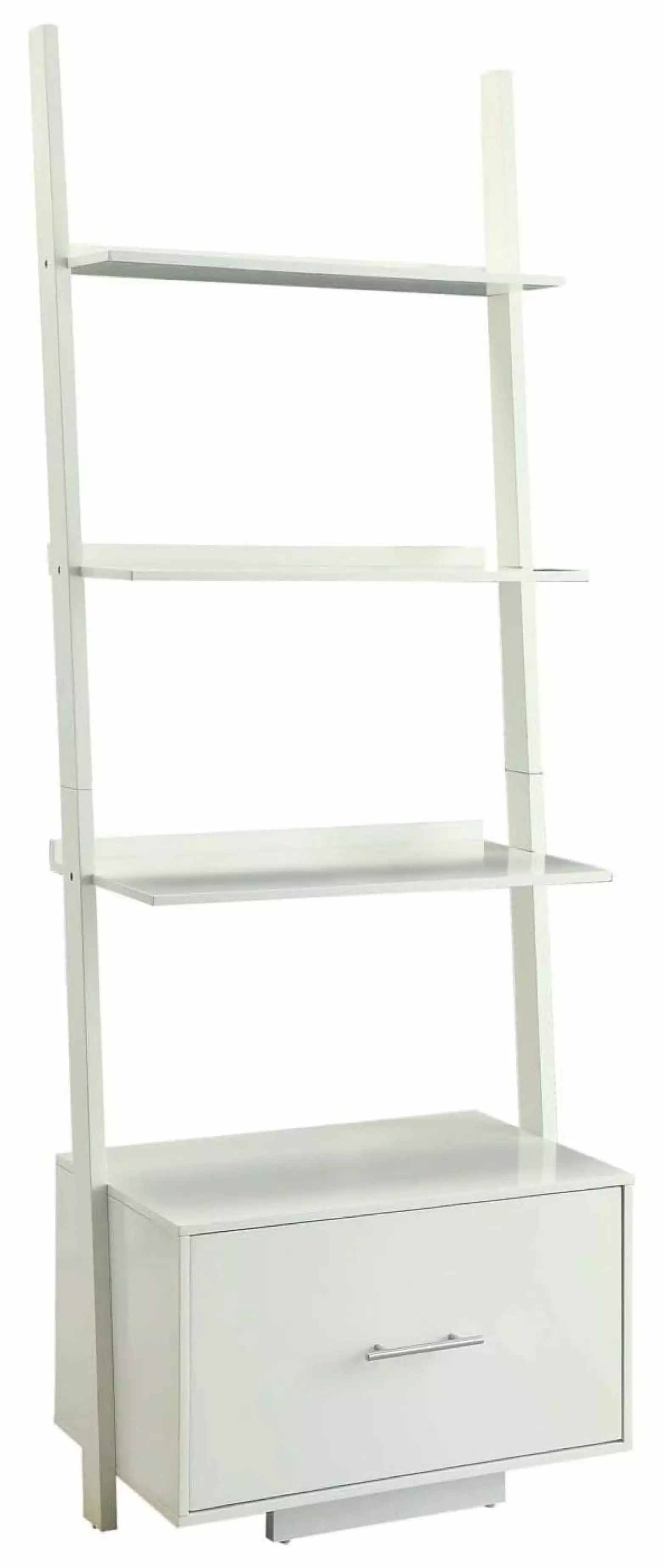 American 4 Shelf Ladder Bookcase File Drawer White Generic