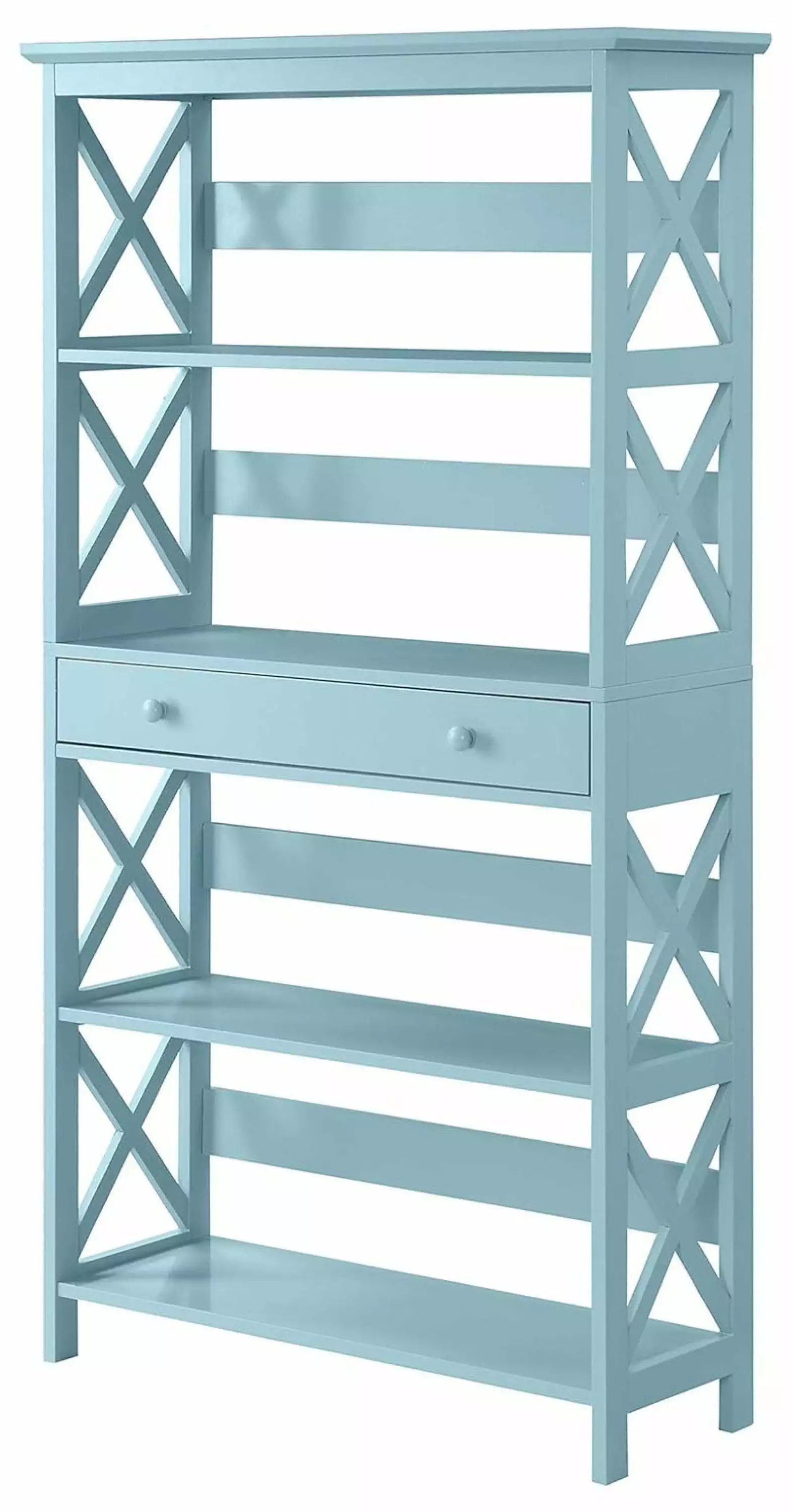 5 Tier Bookcase Drawer Sea Foam Freestanding Storage Shelf Generic
