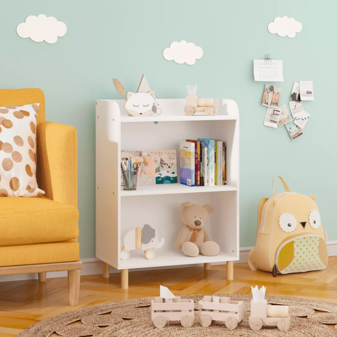 3-Tier Kids Bookshelf Holds Books and Toys Art Accessories Toy Organizer Safety Buckle GUTALOR