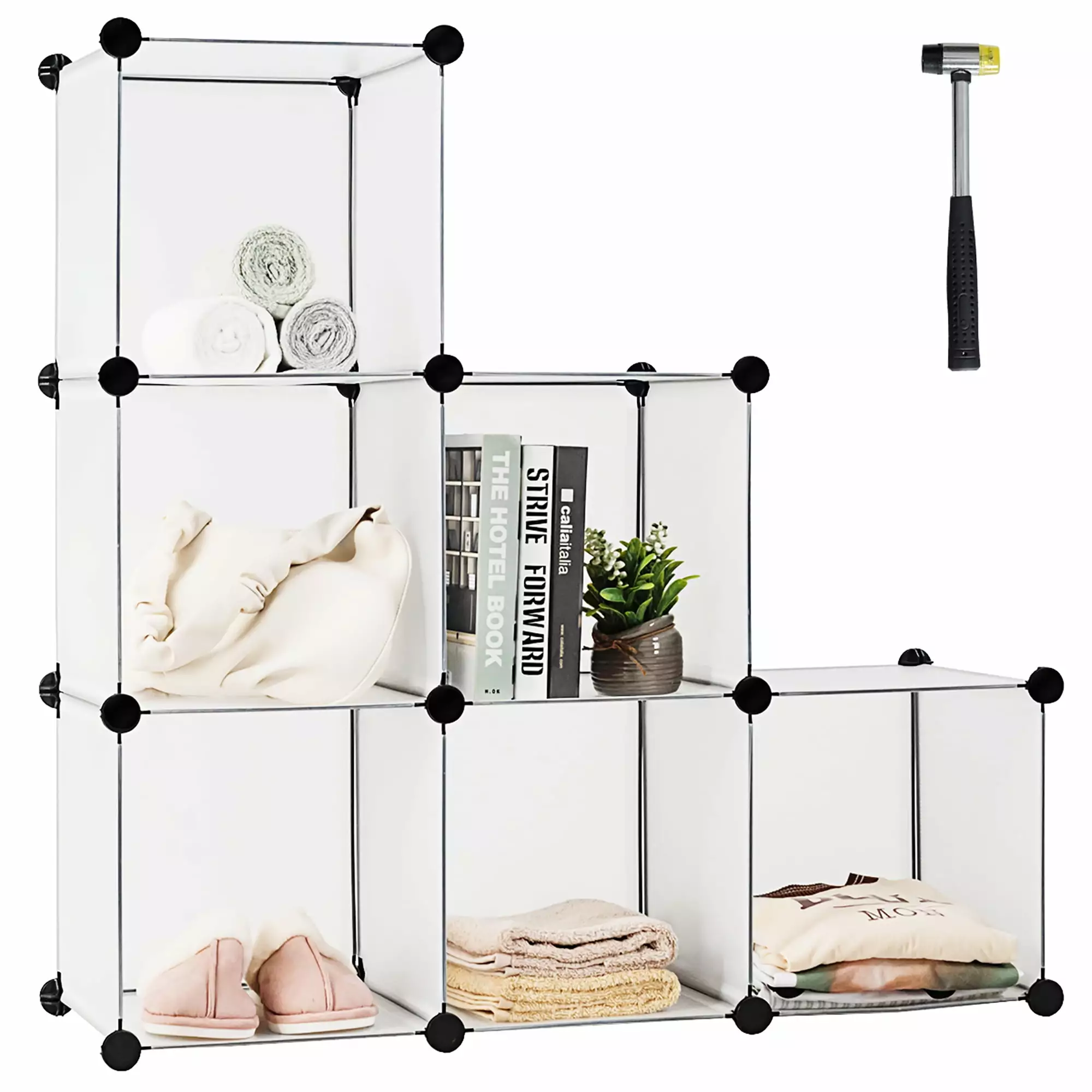 Gymax 6 Cube Storage Organizer Plastic Units Steel Frame