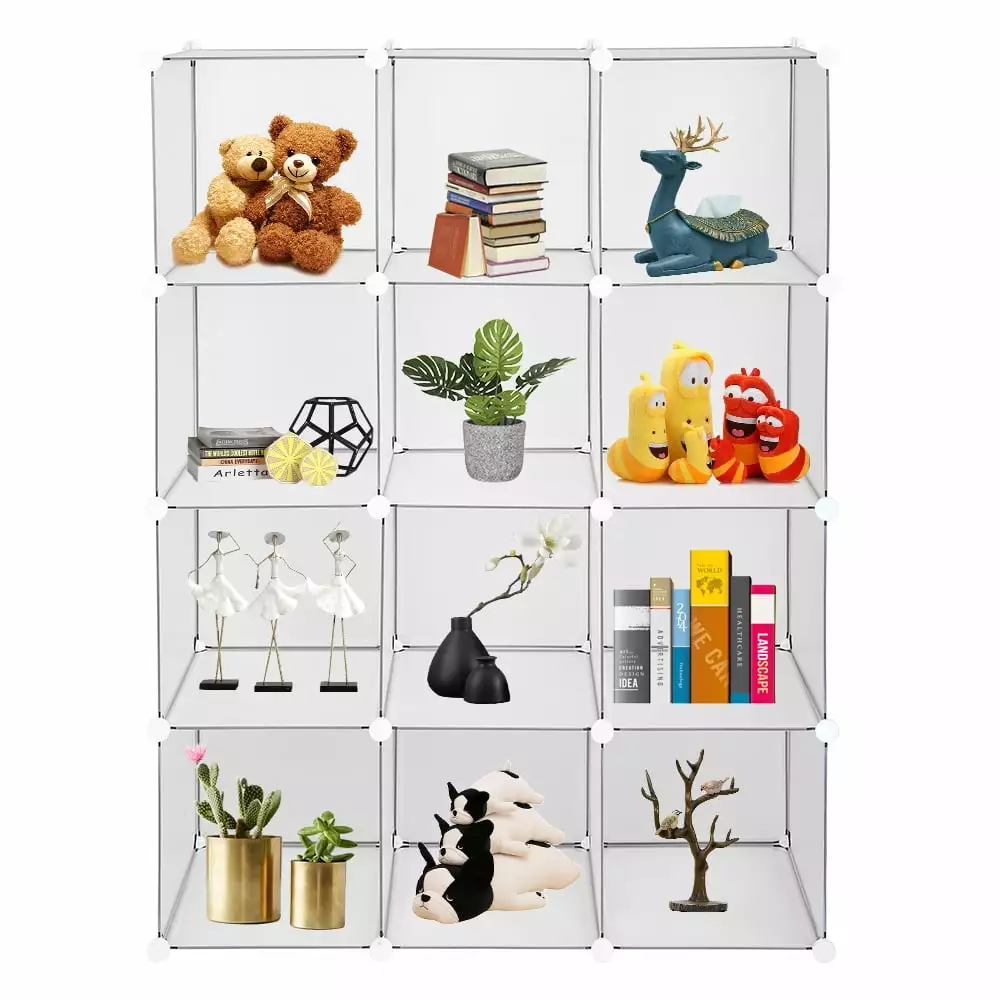 12-Cube Storage Shelf Cube Shelving Bookcase Bookshelf Organizing Closet Toy Organizer White GZXS