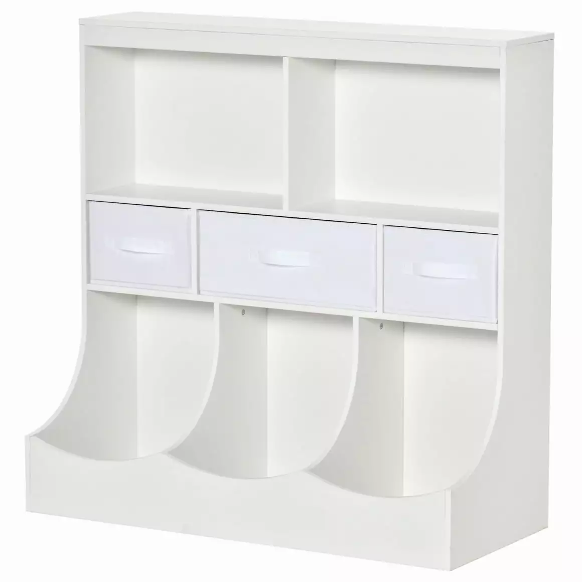 Kids Bookcase Toy Storage Organizer Cabinet Cloth Drawers Toys Clothes Books White JAMPOOCA