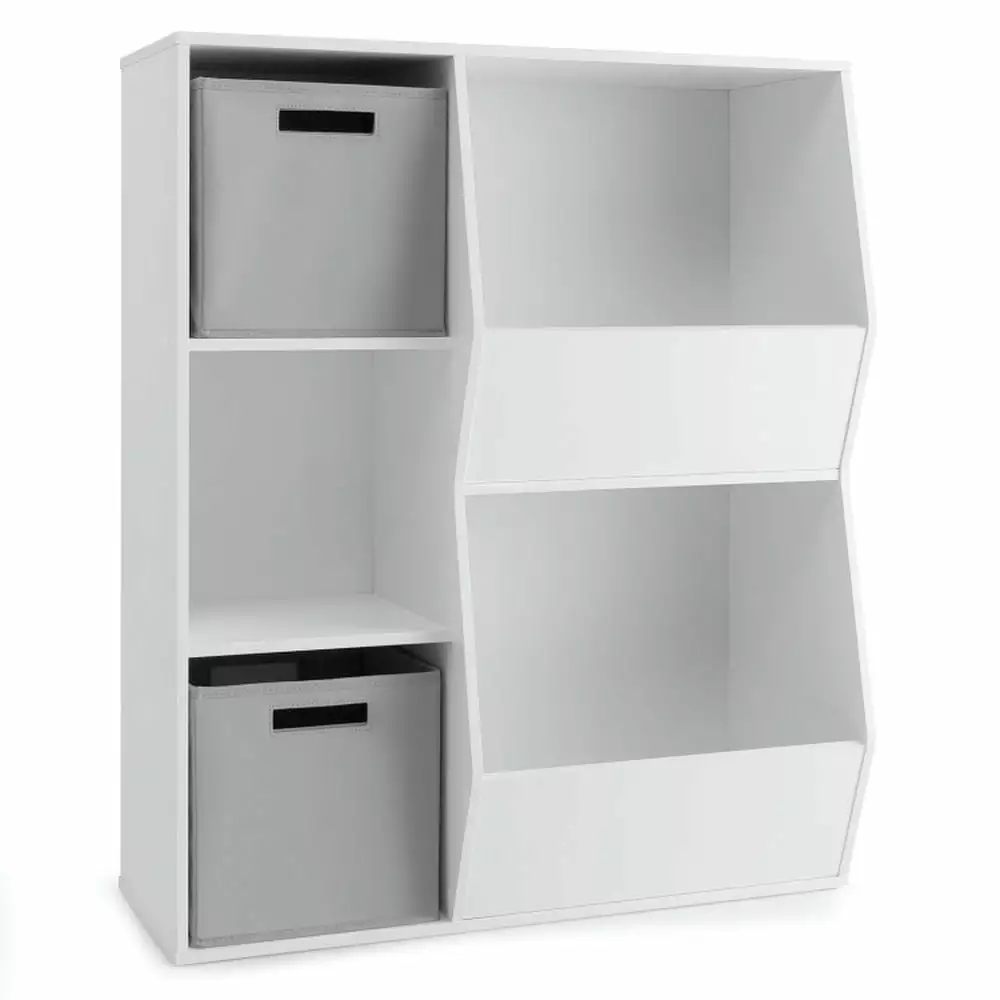 Kadyn Kids Bookshelf Bookcase Toy Storage Cubby Shelves White