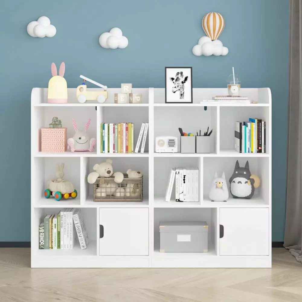 Kids Bookcase 6 Compartments Freestanding Cube Organizer Bedroom Office Kids Bookcase, Bookshelf with 6 Compartments, Free...