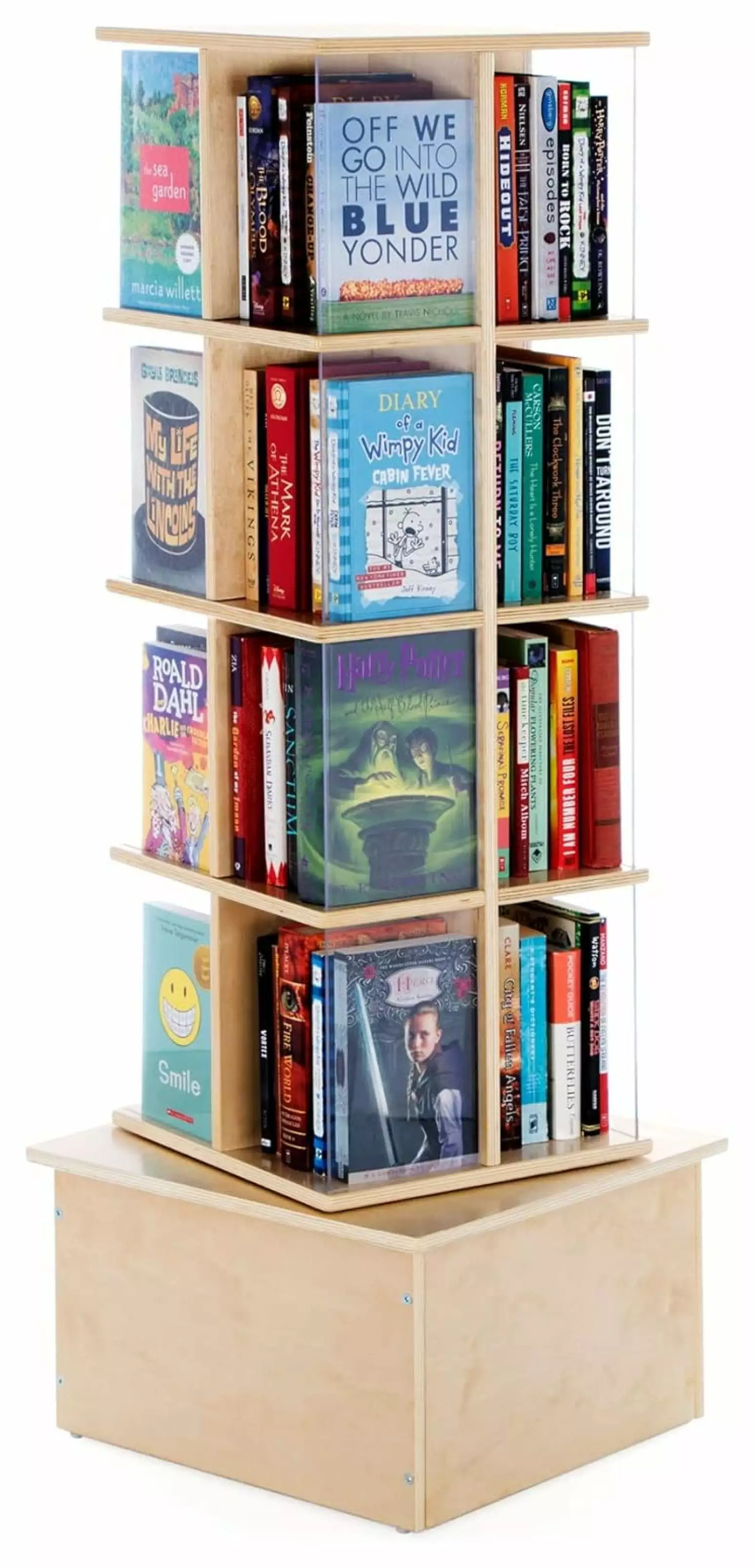 Killeryuki Floor Standing Rotating Book Display Spinning Bookshelf Tower Classroom Kids Playroom Library Revolving Bookcas...