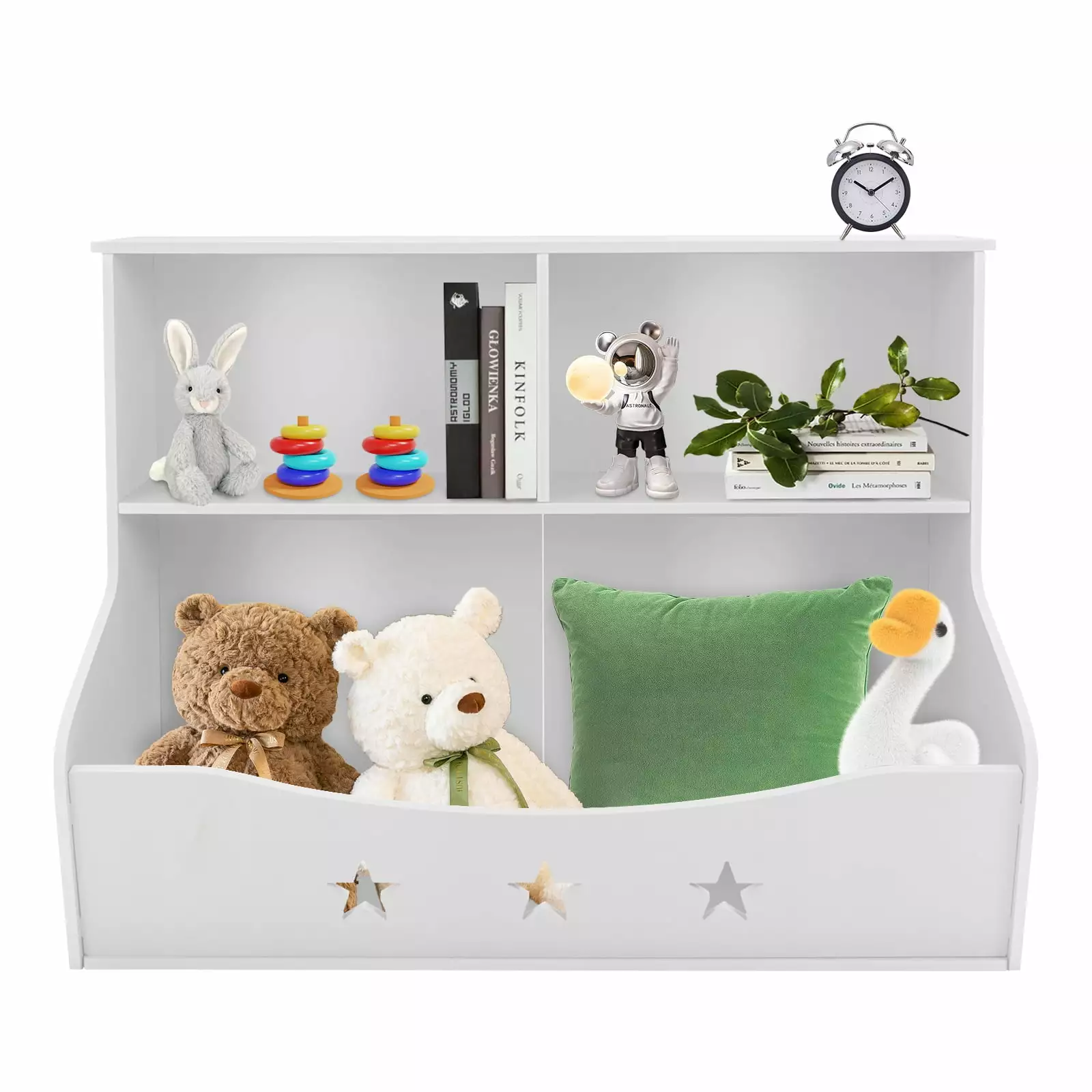 Miumaeov 2 Tiers Kids Bookcase White PVC Board Toy Storage Organizer Shelf