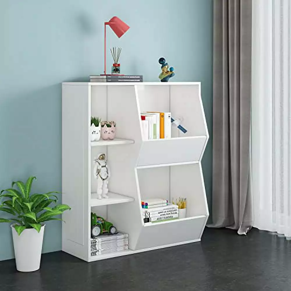 HORSTORS Toy Storage Organizers Kids Bookcase Bookshelf Open Multi-Bins Display Cabinet Girls Boys Playroom Nursery Classr...