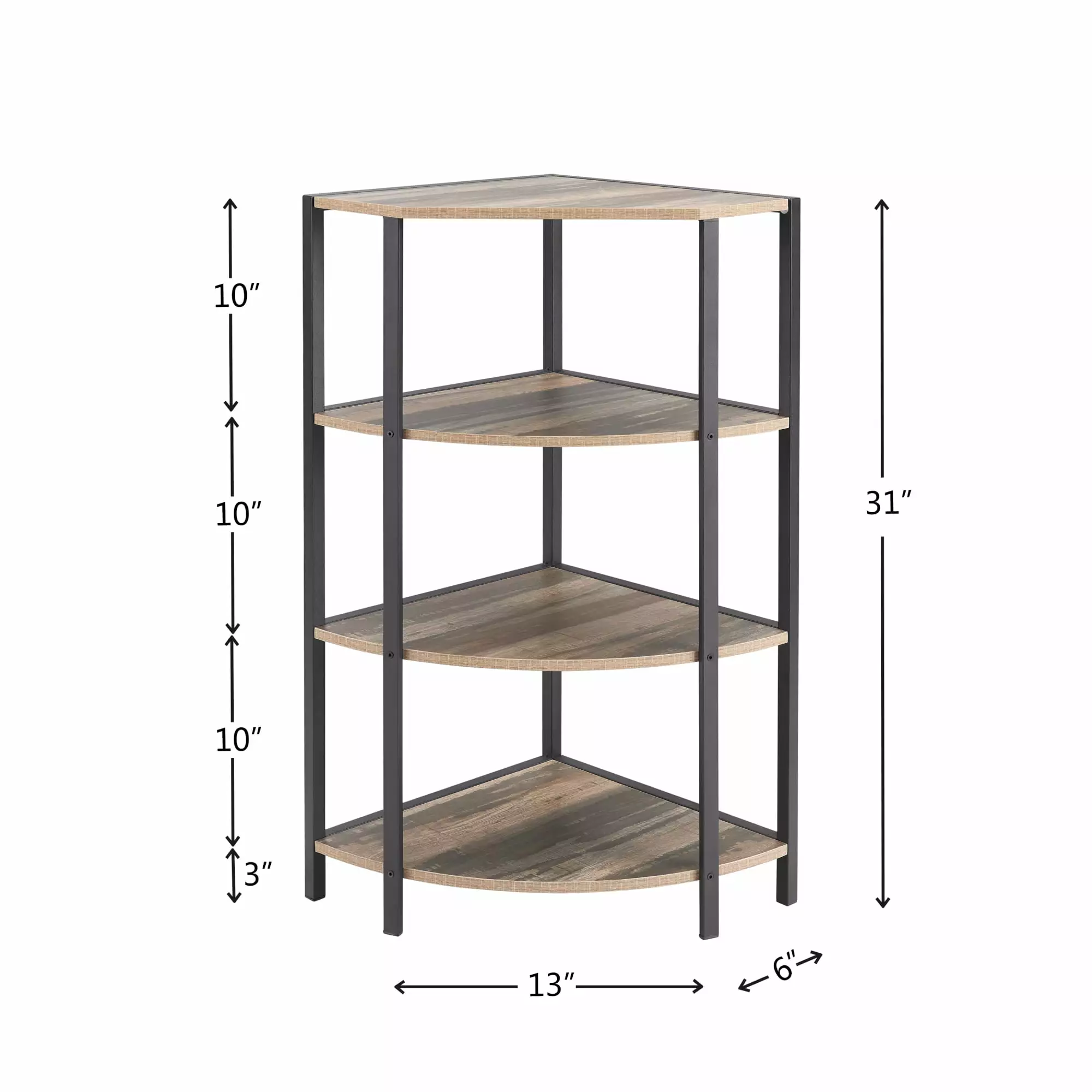 Newboti Furniture 4-Tier Corner Open Shelf Bookcase Freestanding Shelving Unit Small Space