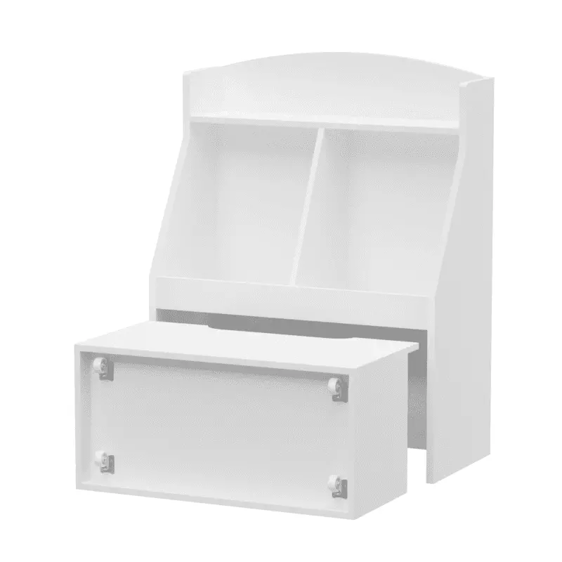 Children's Bookshelf Drawer Wheel Book Display Rack Wooden Bookcase Toy Storage Locker White NOBRAND