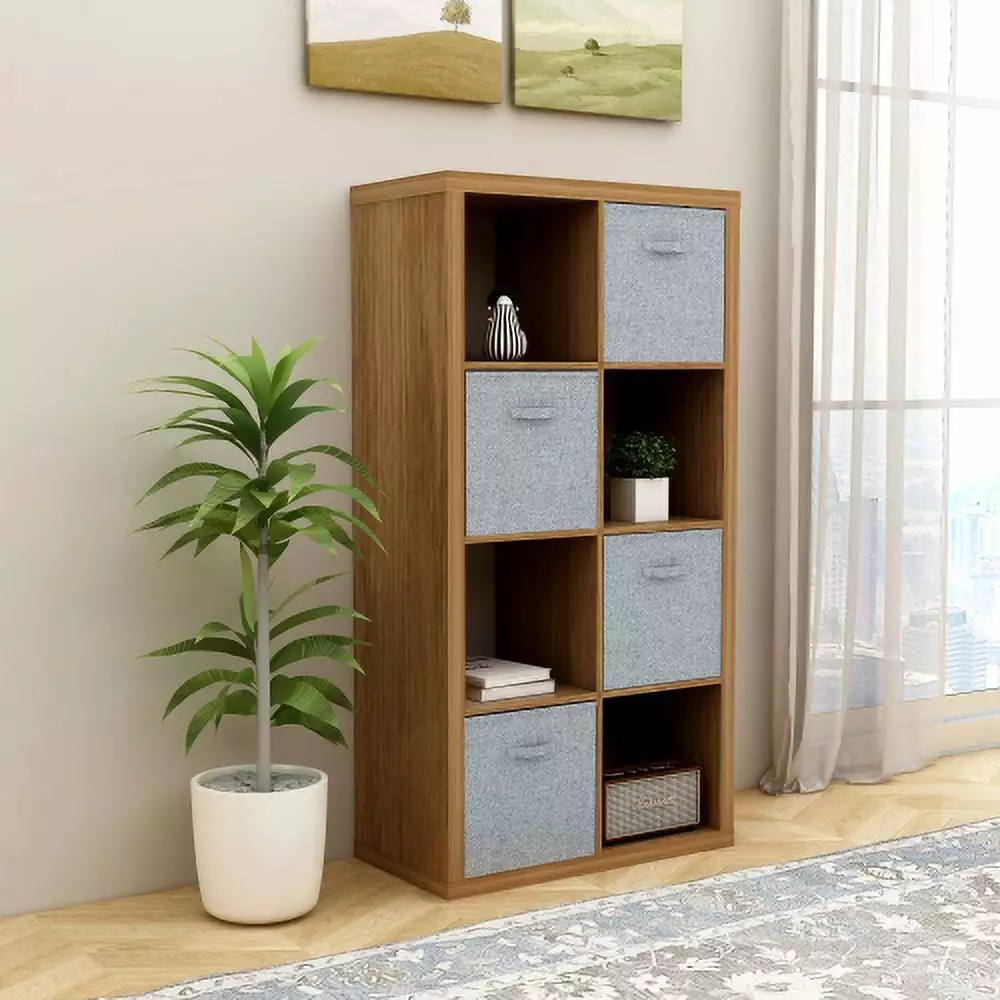 Smart Cube 8-Cube Organizer Bookcase Open Back Shelves Walnut Home Office Storage Onuobao