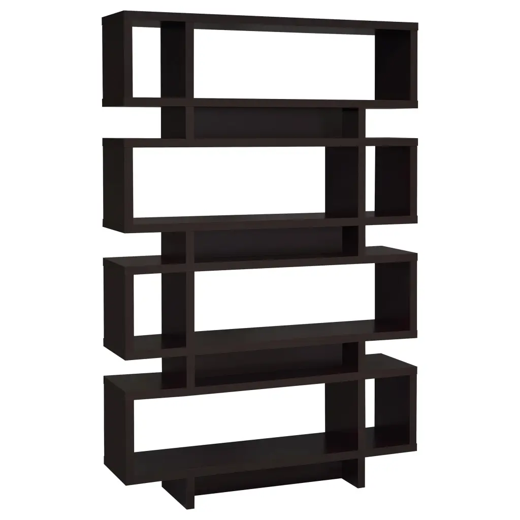 Reid 4-tier Open Back Bookcase Cappuccino - Modern Display Shelf Unit