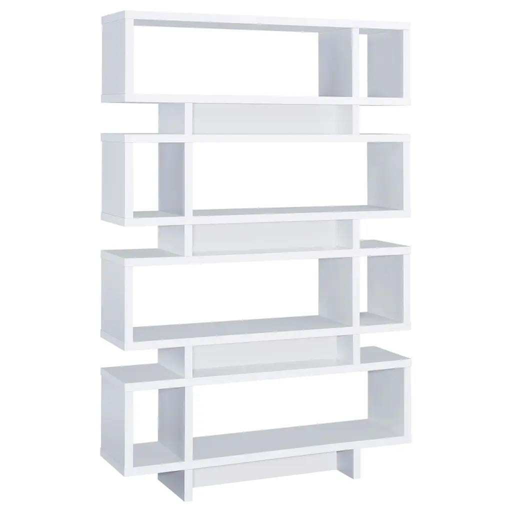 Reid 4-tier Open Back Bookcase White - Contemporary Storage Shelf
