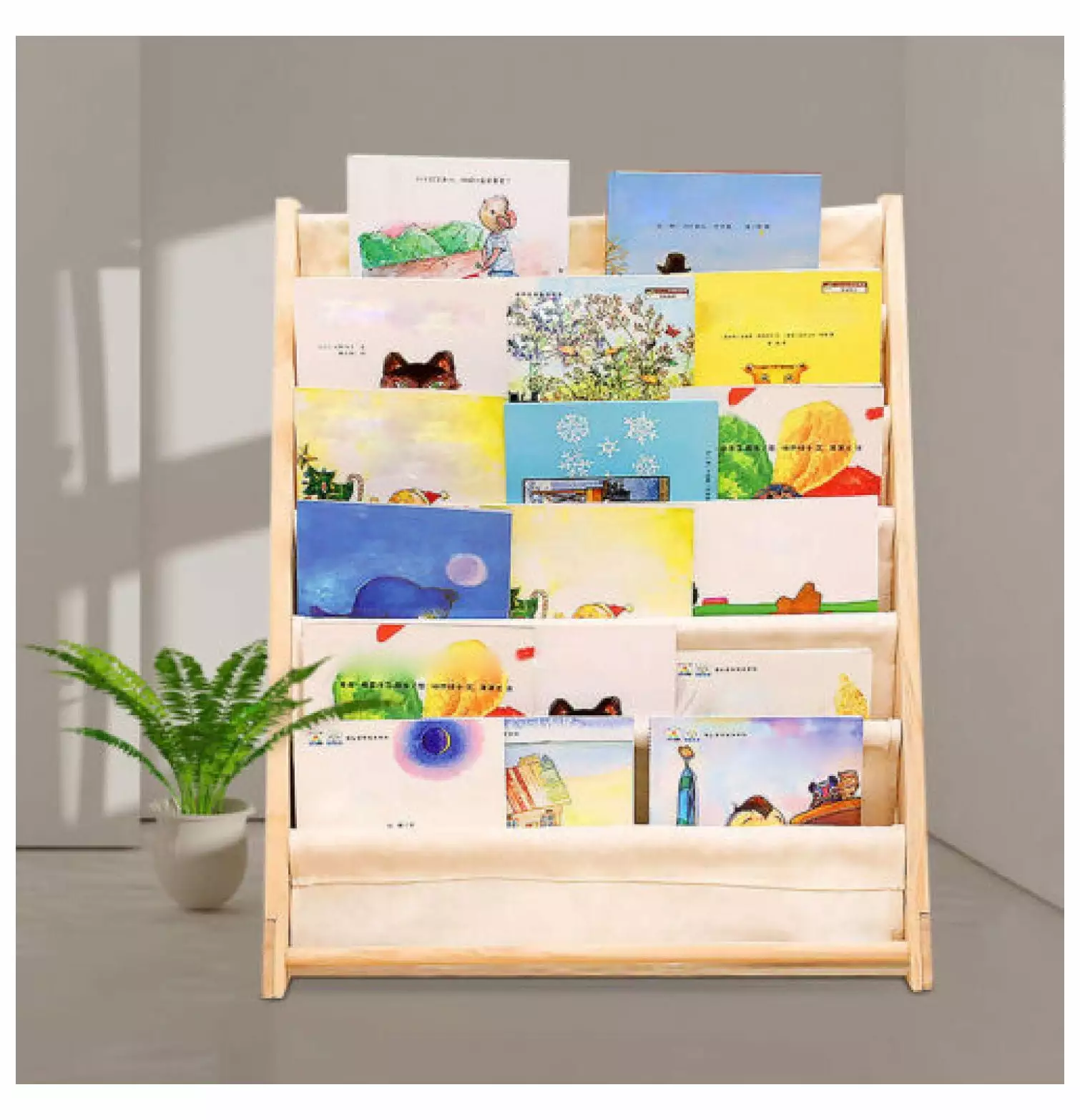 Rongfun Wooden Bookcase 6-Tier Kids Book Shelf Tidy Organizer