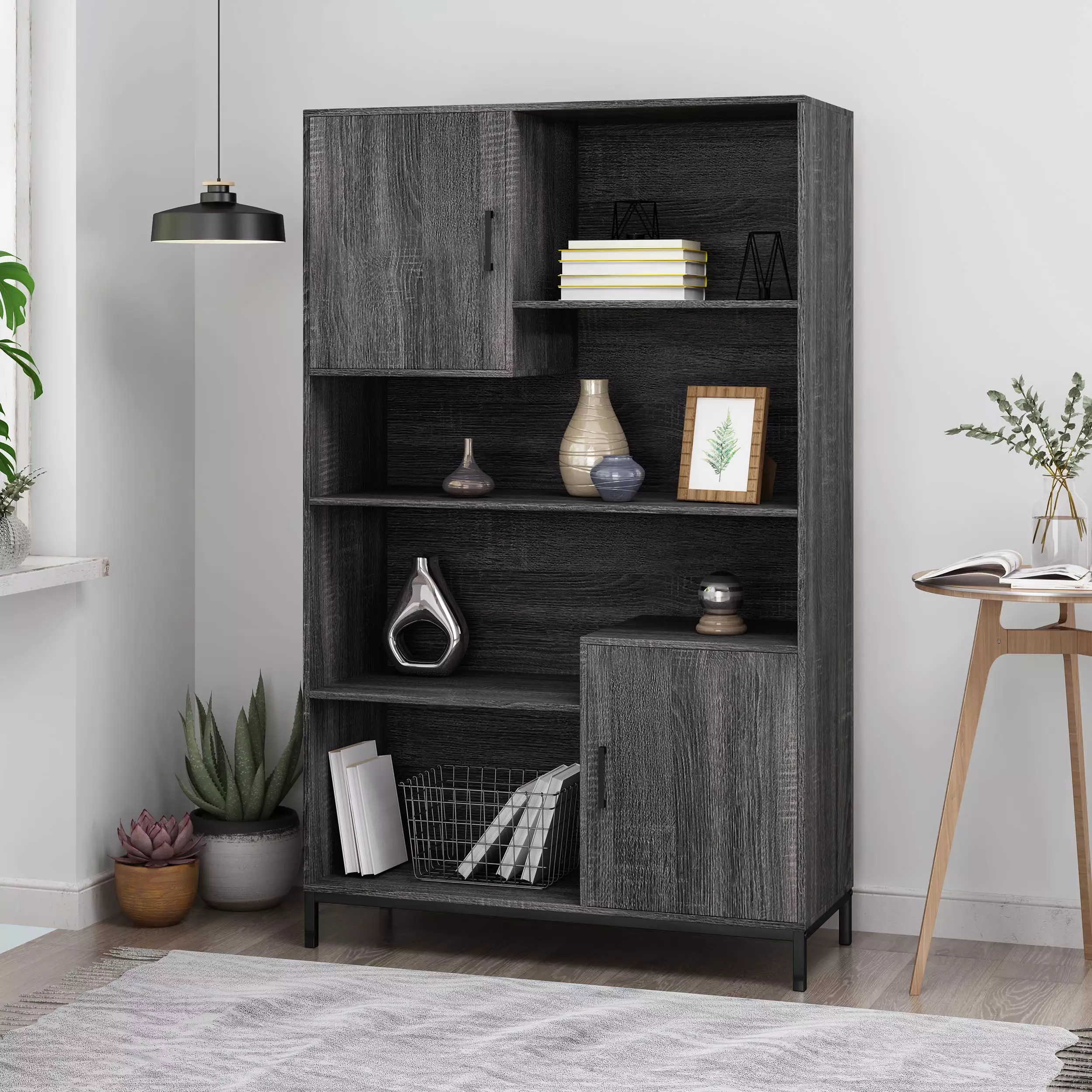 CUBE UNIT BOOKCASE MDF Grey Modular Storage Shelf SMHZ