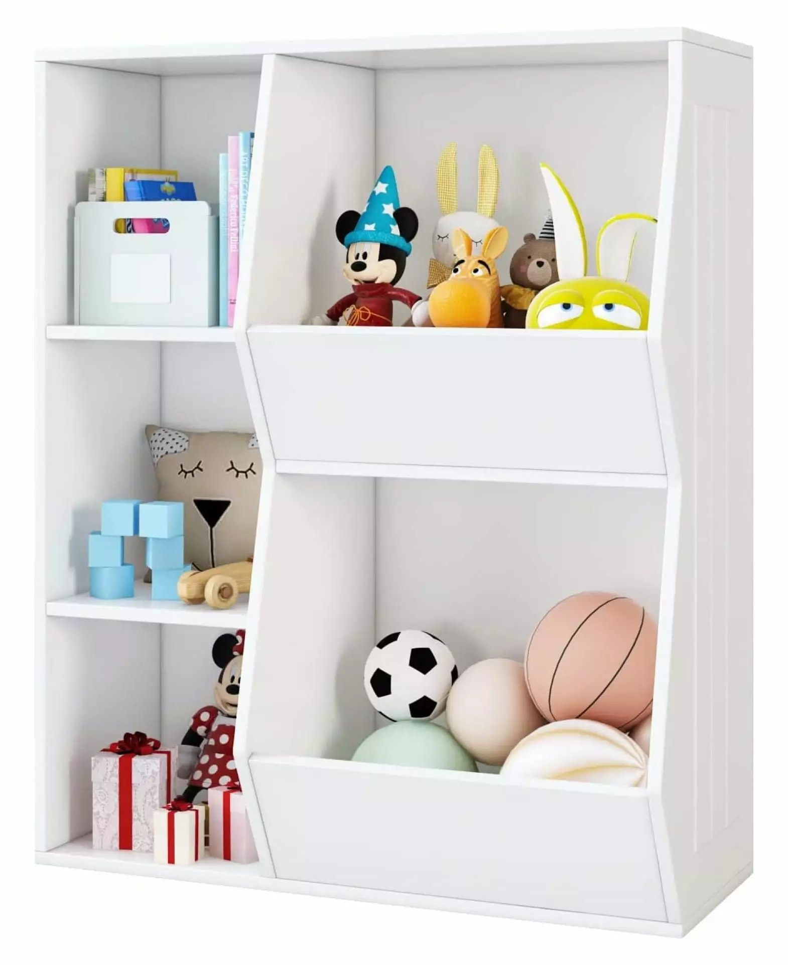 Superwum Toy Storage Organizers Kids Bookcase Open Muti-Bins Toy Storage Display Cabinet Playroom Nursery Classroom