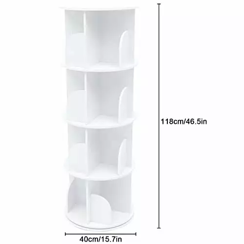 4-Tier Nordic Style White Rotating Bookshelf 220 lbs Capacity Corner Bookcase Living Room Bedroom Office TeviRoom