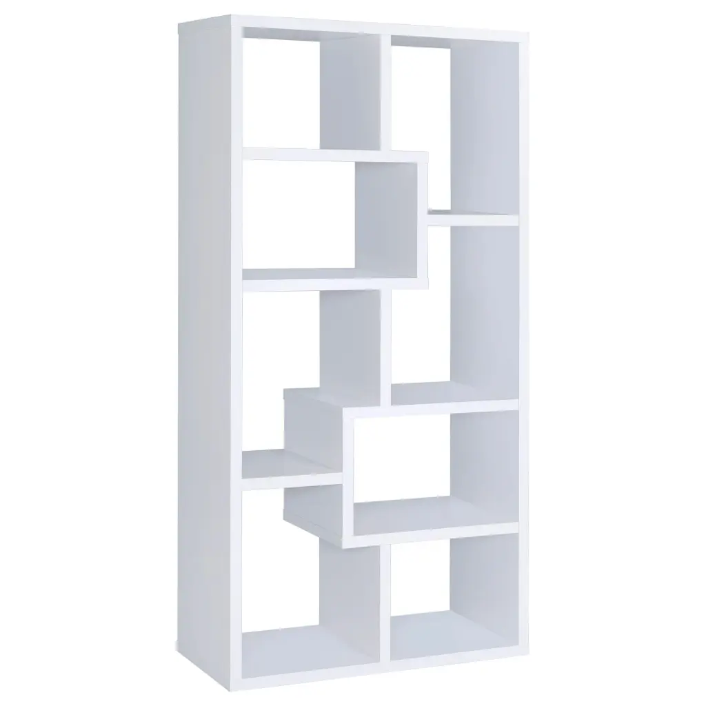 Theo 10-shelf Bookcase White - Tall Storage Shelf Home or Office