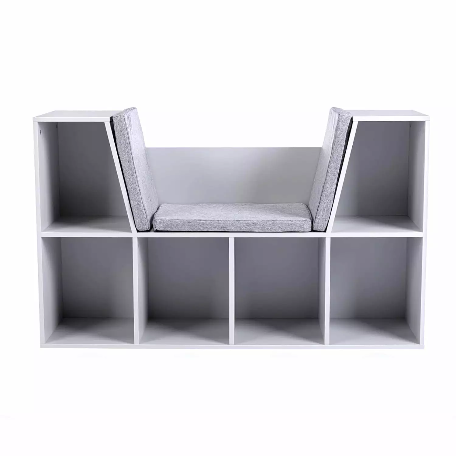 6-Cubby Kids Bookcase Reading Nook and Cushion Multi-Purpose Storage Organizer Bedroom Living Room Grey Unbrand