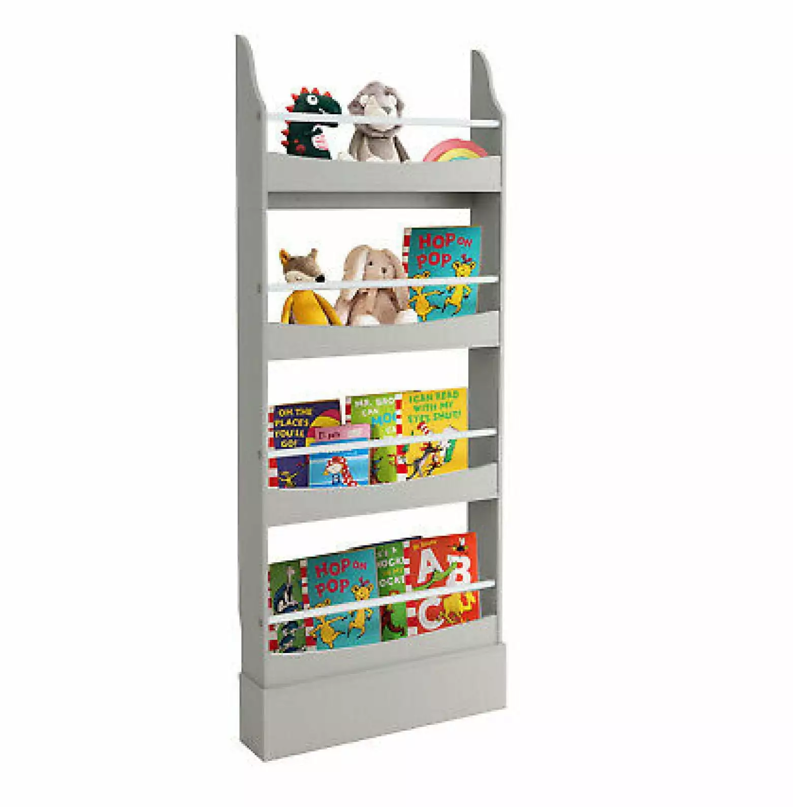 WANCQ 4-Tier Kids Bookshelf Toy Storage Bookcase Rack Wall Anti-toppling Kits Grey