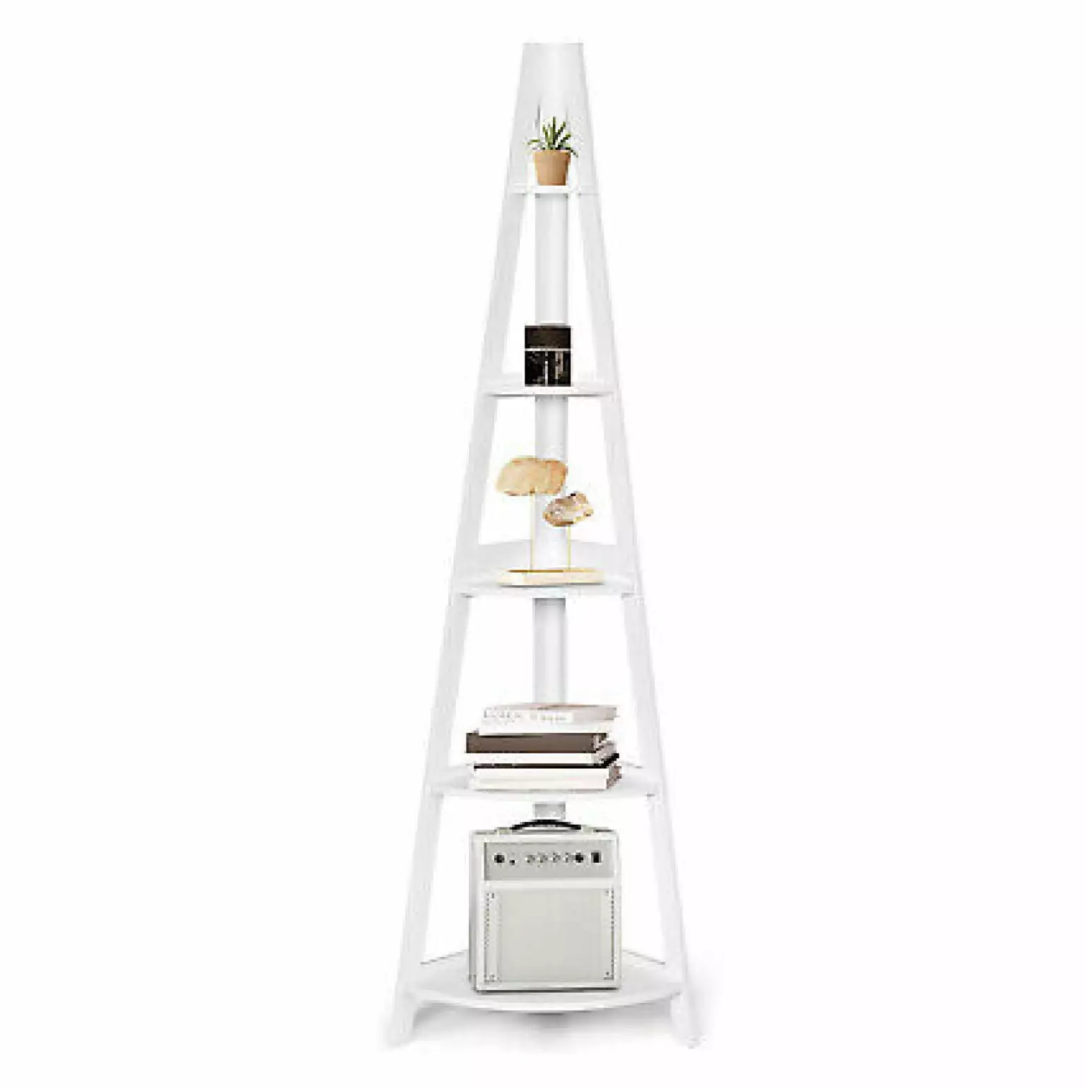 WANCQ 5 Tier Corner Ladder Shelf Floor Stand Bookshelf Display Bookcase Home Office