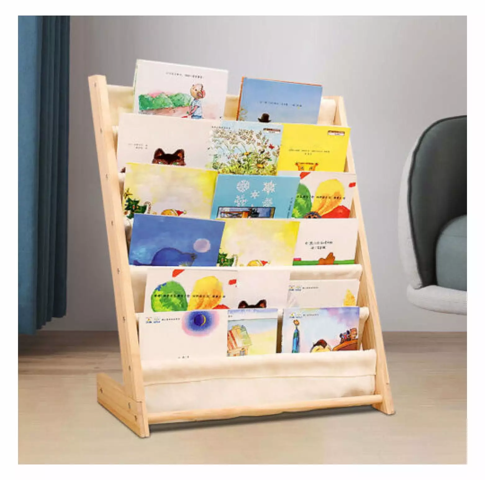 WANCQ Wooden Bookcase 6-Tier Children Kids Book Shelf Tidy Organizer