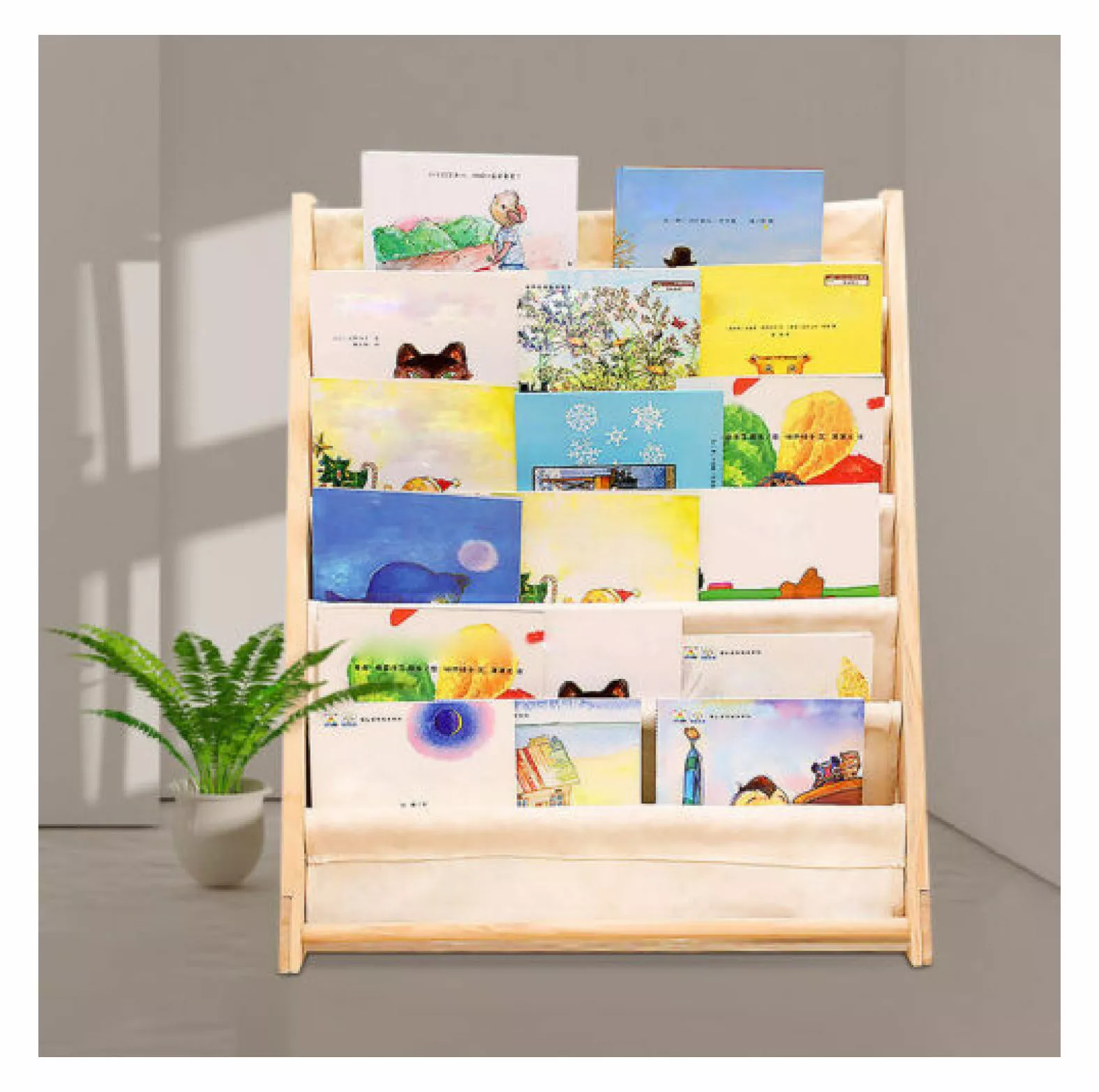 WANCQ Wooden Bookcase 6-Tier Children Kids Book Shelf Tidy Organizer