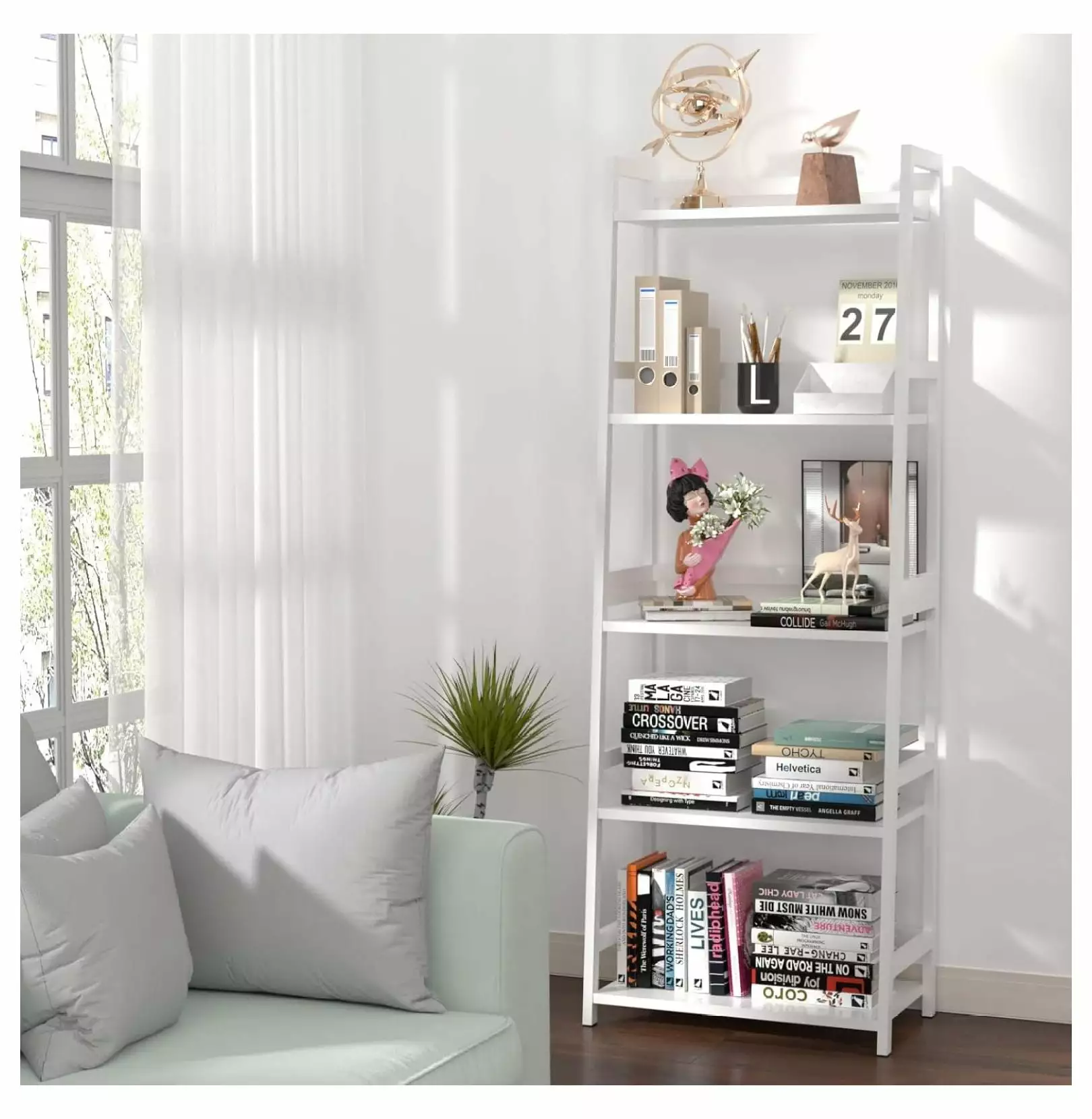 5 Tiers Bamboo Bookcase Modern Display Shelving Unit Home Office Living Room wangc123