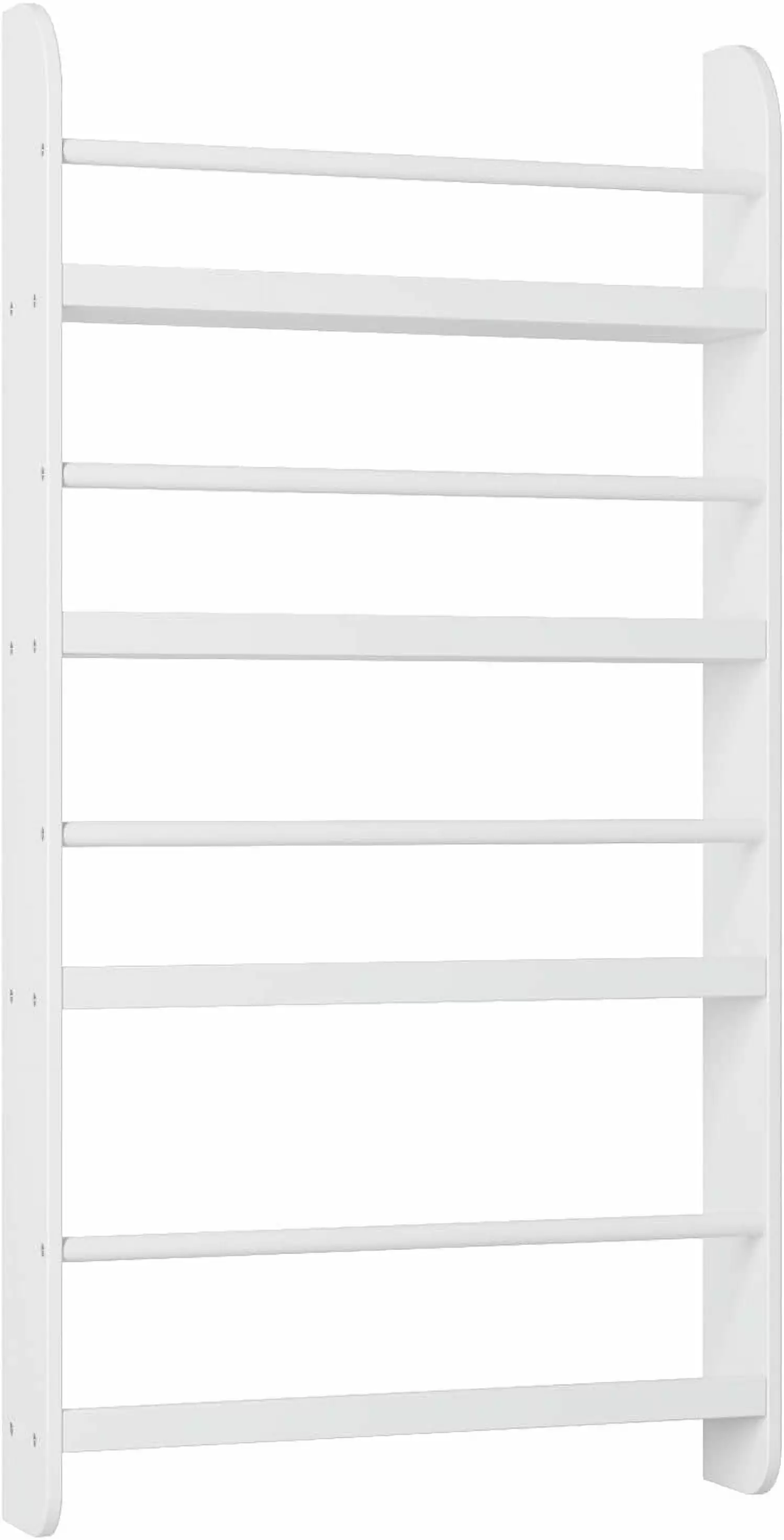 White Wall-Mounted Kids Bookshelf 4-Tier Organizer Toys and Books Bedroom Living Room Nursery WHyzhmm44