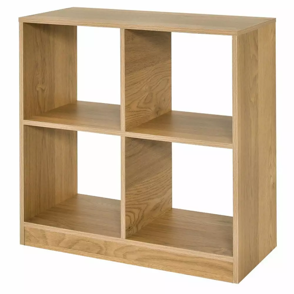 Yardi Yard 4-Cube Kids Bookcase Open Shelves Natural Toy Storage Nursery