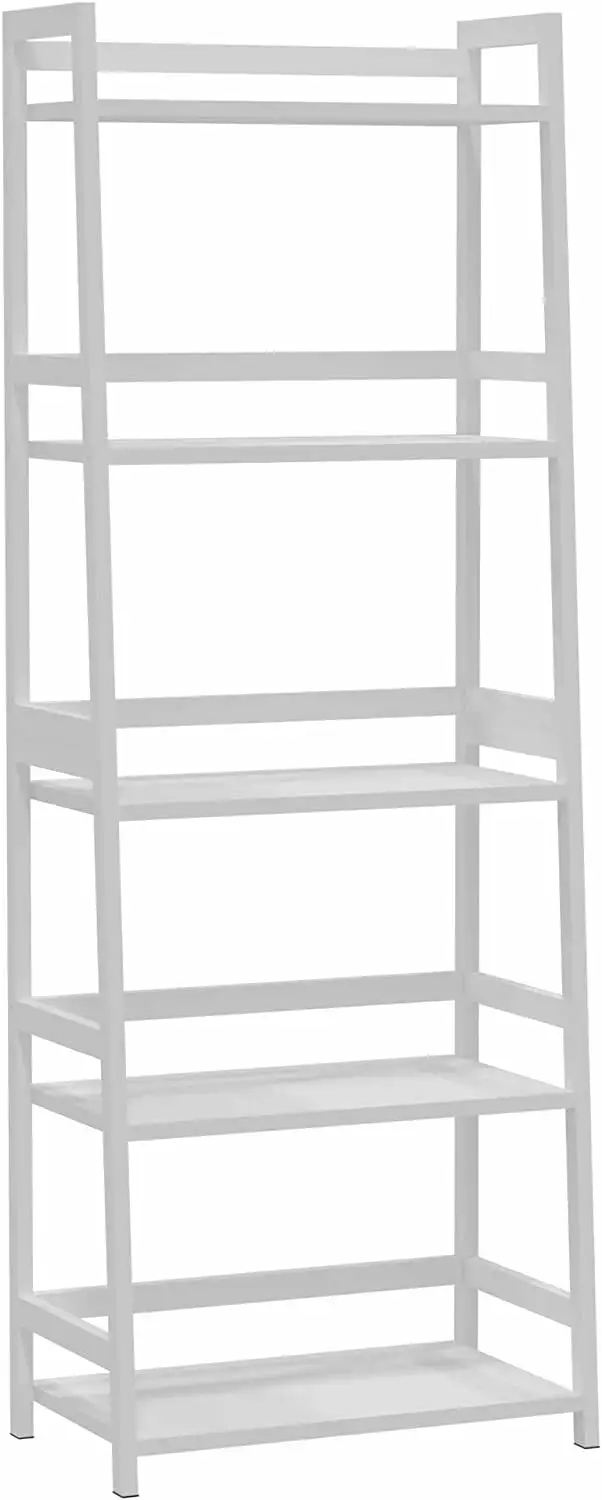YIYANG Upgraded 5 Tier Tall Bookcase Modern Open Ladder Shelf Bedroom Living Room Office White MC-509