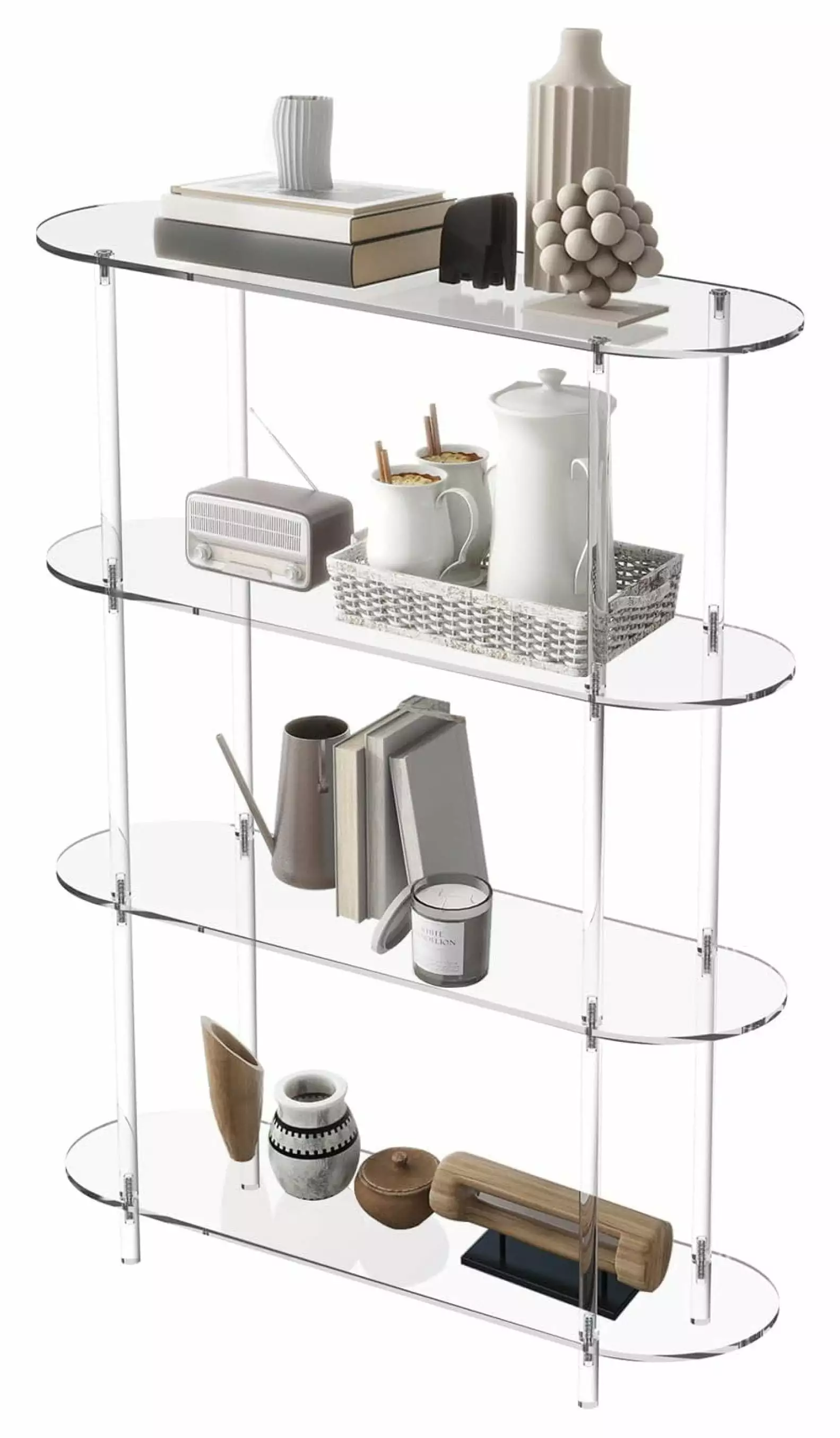 Side Table 4-Tier Invisible Bookshelf Console Table Entryway Bedroom Living Room Drevy