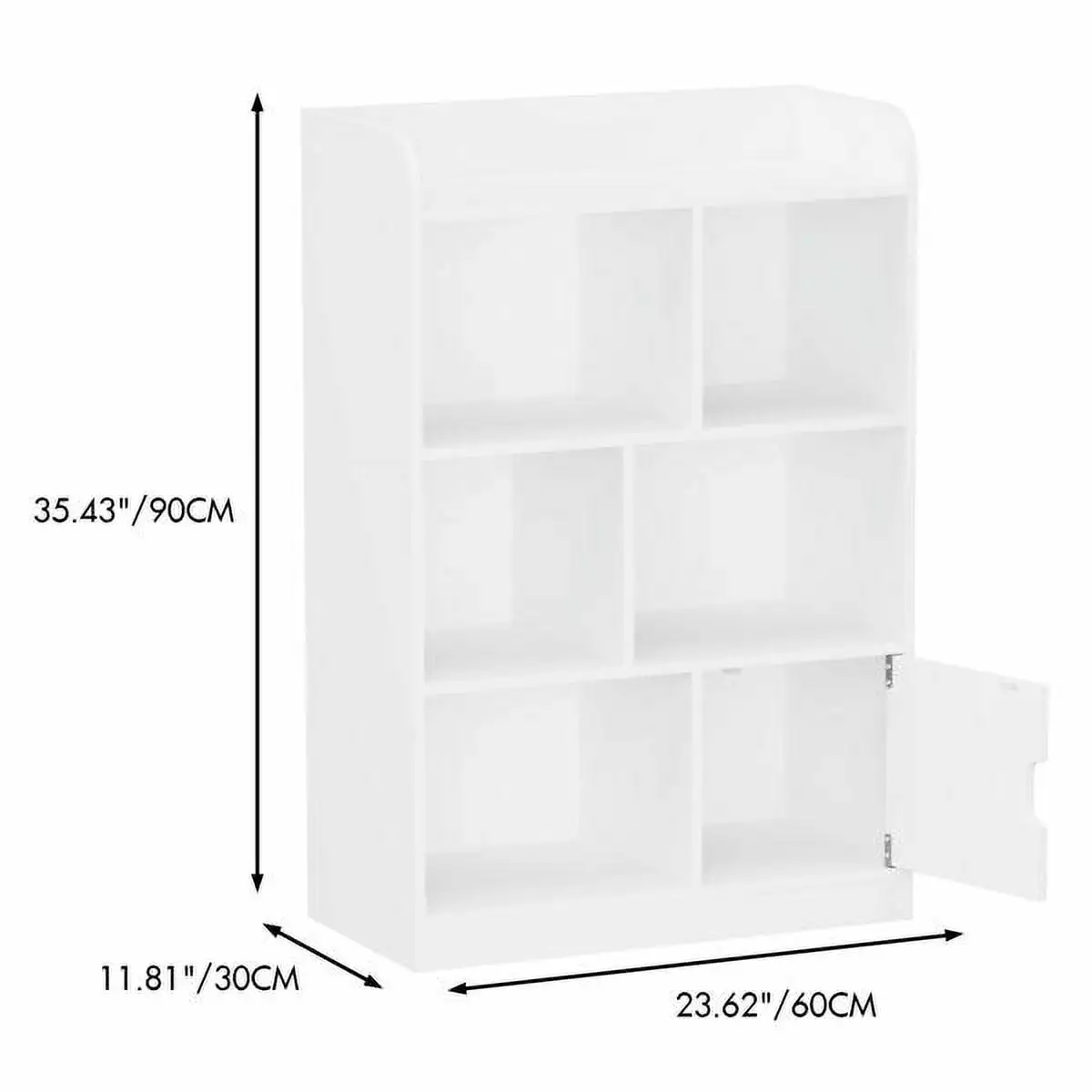 Kids Bookcase Bookshelf 6 Compartments Shelves and Cube Organizer Bedroom Living Room Office White ApexGlow