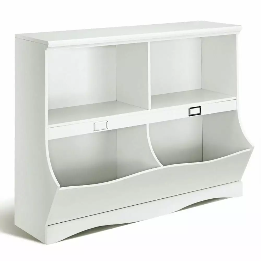 Barara King Kids Storage Unit Bookshelf Toy Organizer Children Bookcase White