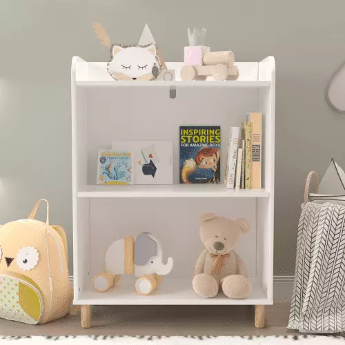 Kacho 3-Tier Kids Bookshelf Bookcase Children's Book Display Toy Storage Cabinet Legs White