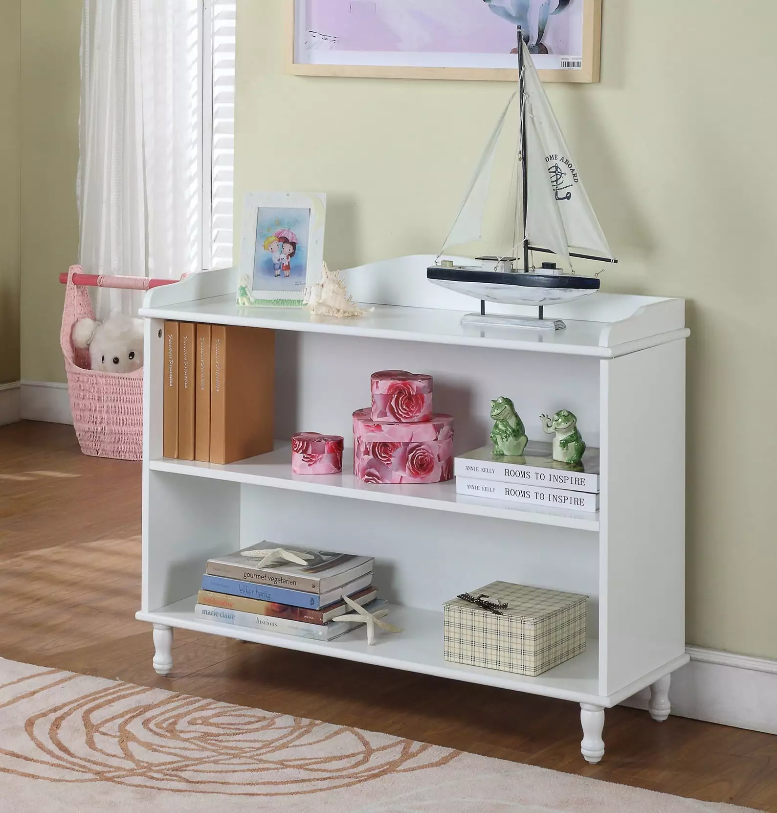 King's Brand Furniture White Wood Children's 2-Shelf Bookcase Display Cabinet Kings Brand Furniture