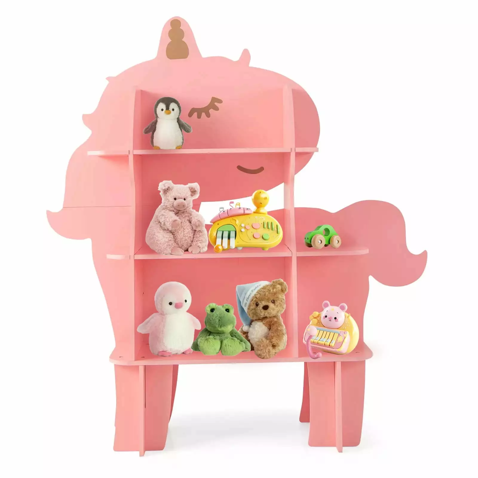 Laicejoy Unicorn Bookcase Kids 3-Tier Toy Storage Organizer Open Storage Shelves