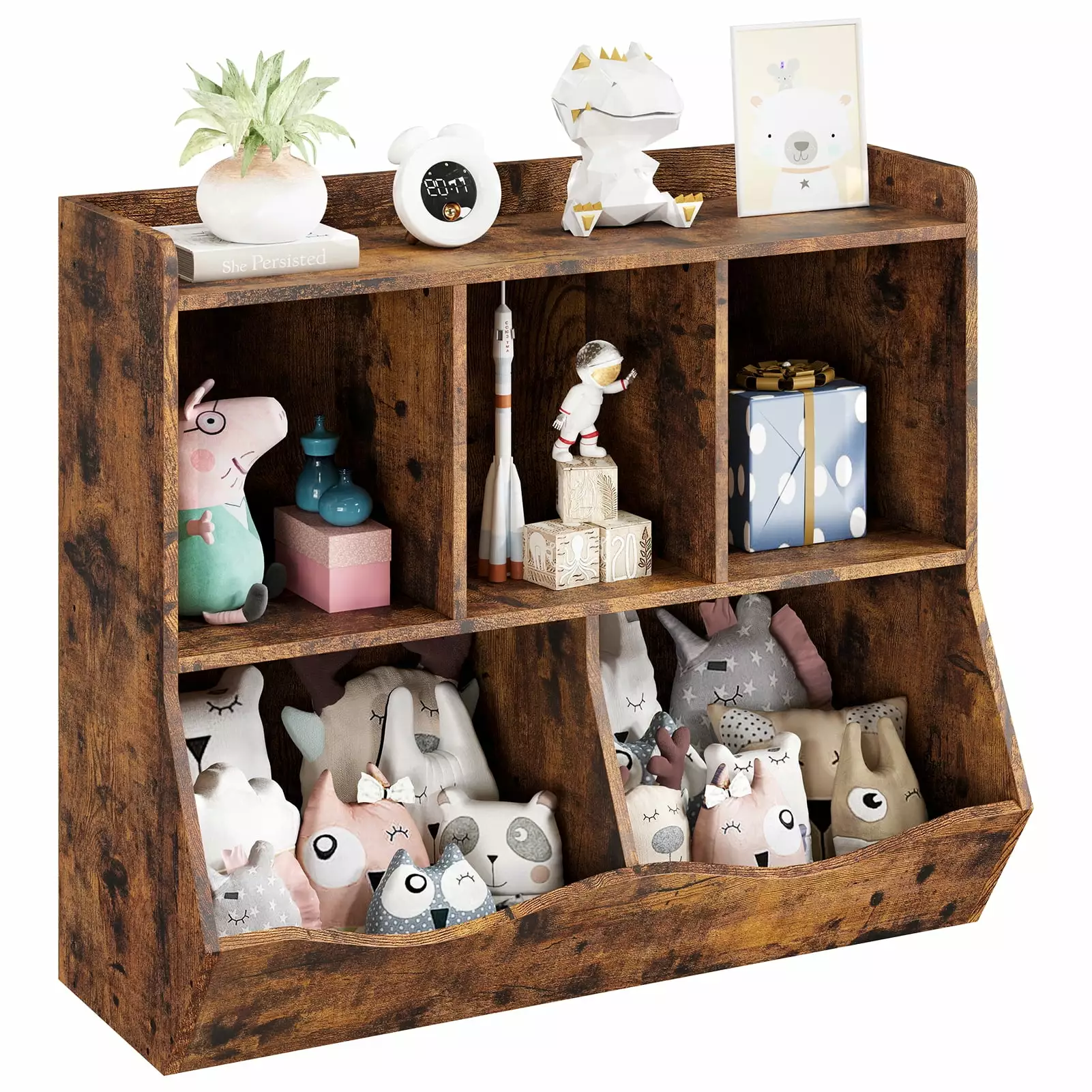 Kids Bookshelf and Bookcase Toy Storage Multi Shelf Cubby Organizer Cabinet Playroom Hallway Kindergarten School Lumiparty