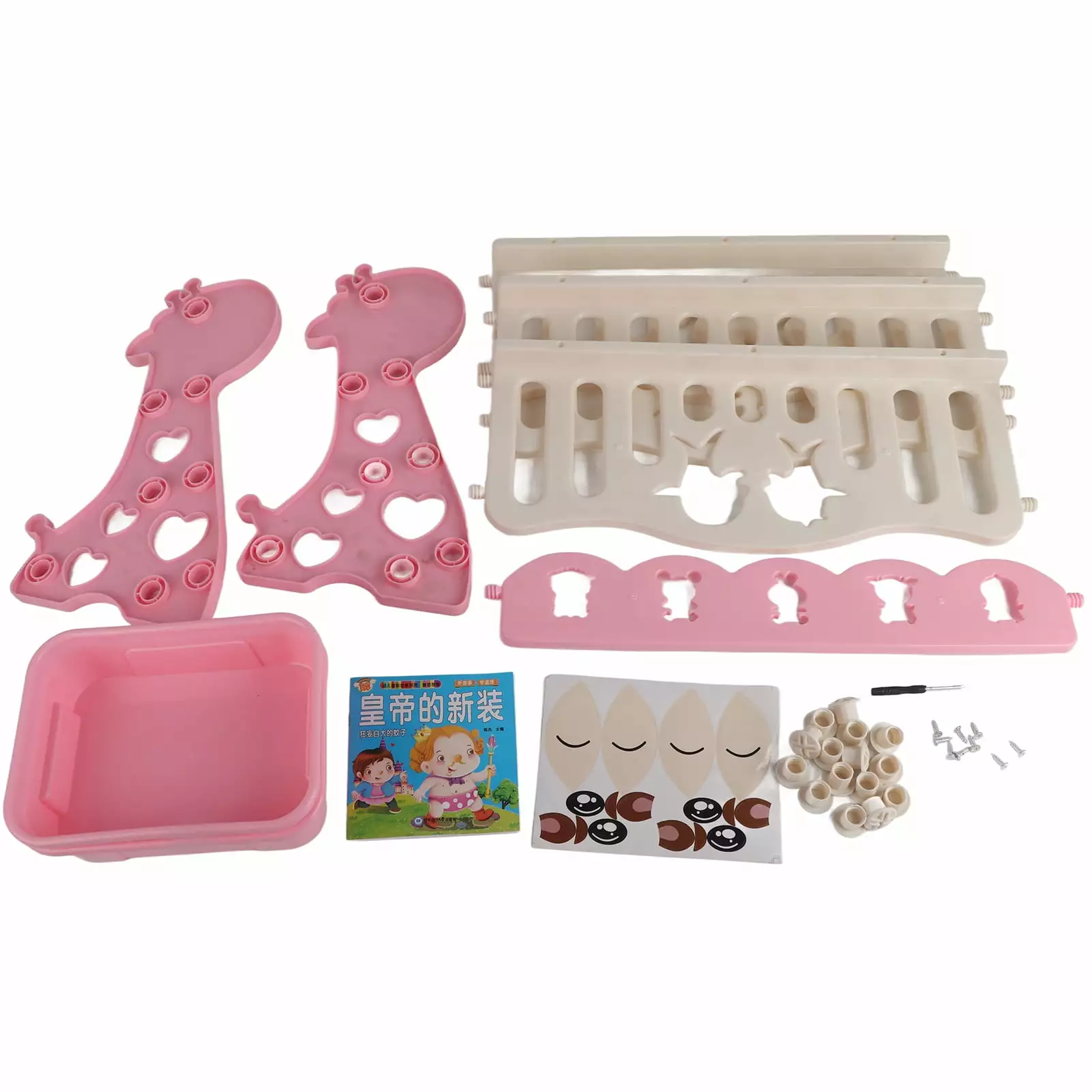 2024 Kids Book Rack Cartoon Shaped Plastic Book Organizer 3 Shelves and Drawers Home School Pink qixiaomaoyi