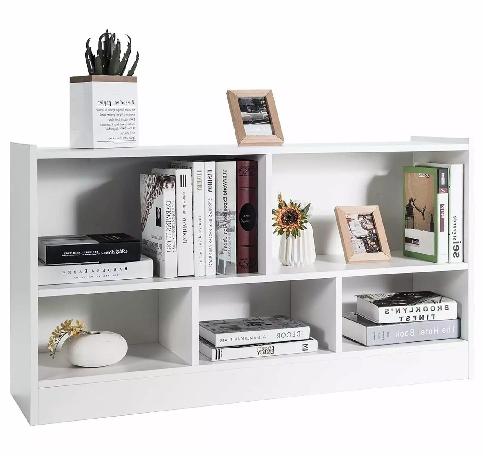 IFANNY 5 Cube Bookcase Wood Bookshelf Open Storage Shelves Modern Display Shelf Low Bookshelves and Bookcases Small Book S...