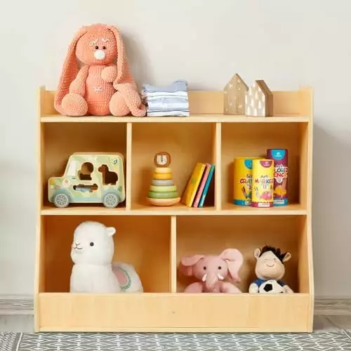 2 1 Kids Bookshelf and Montessori Toy Shelf Nursery Book Shelves Organizing Books Toys TeviRoom