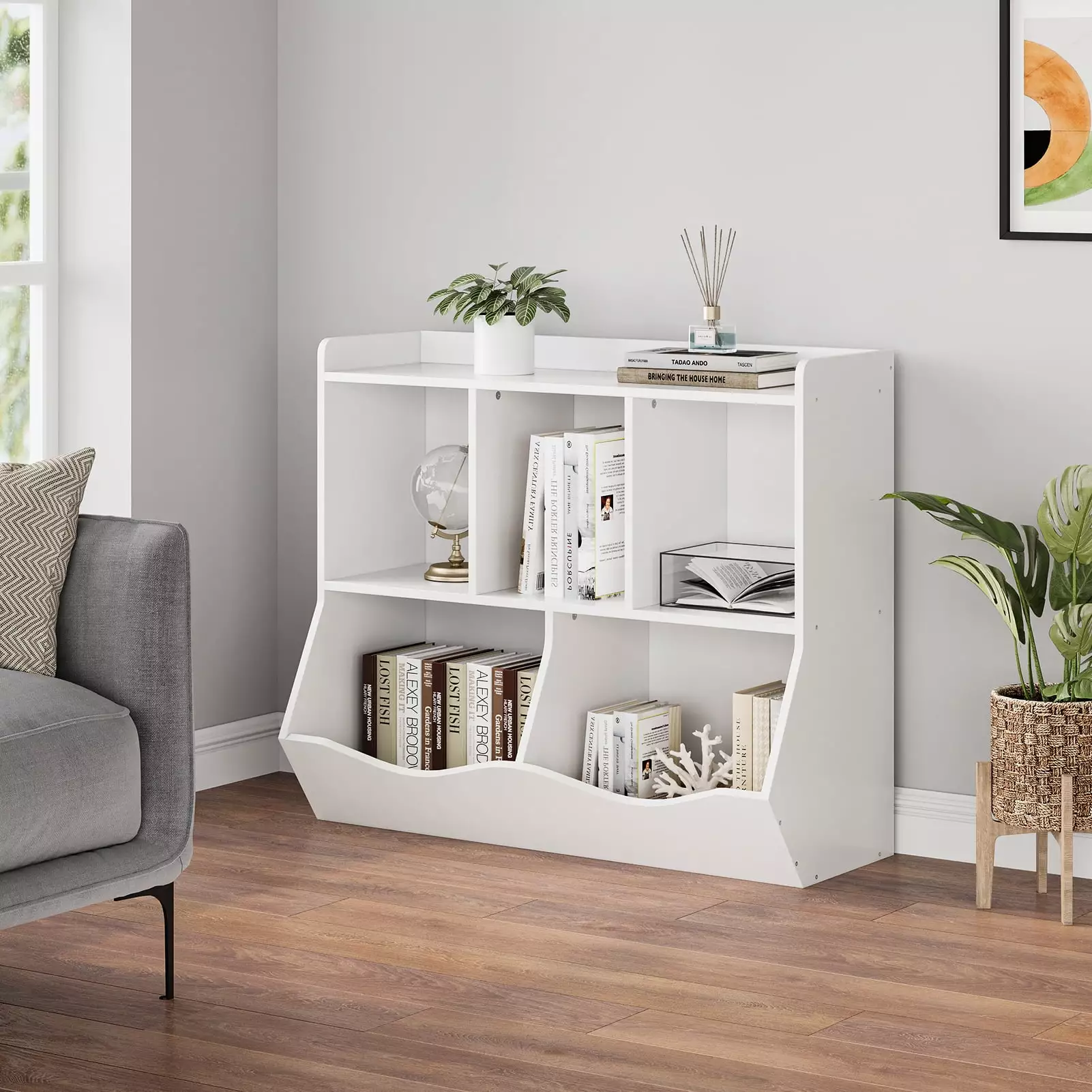 Towallmark Kids Bookshelf and Bookcase Toy Storage Multi Shelf Cubby Organizer Cabinet Boys Girls White