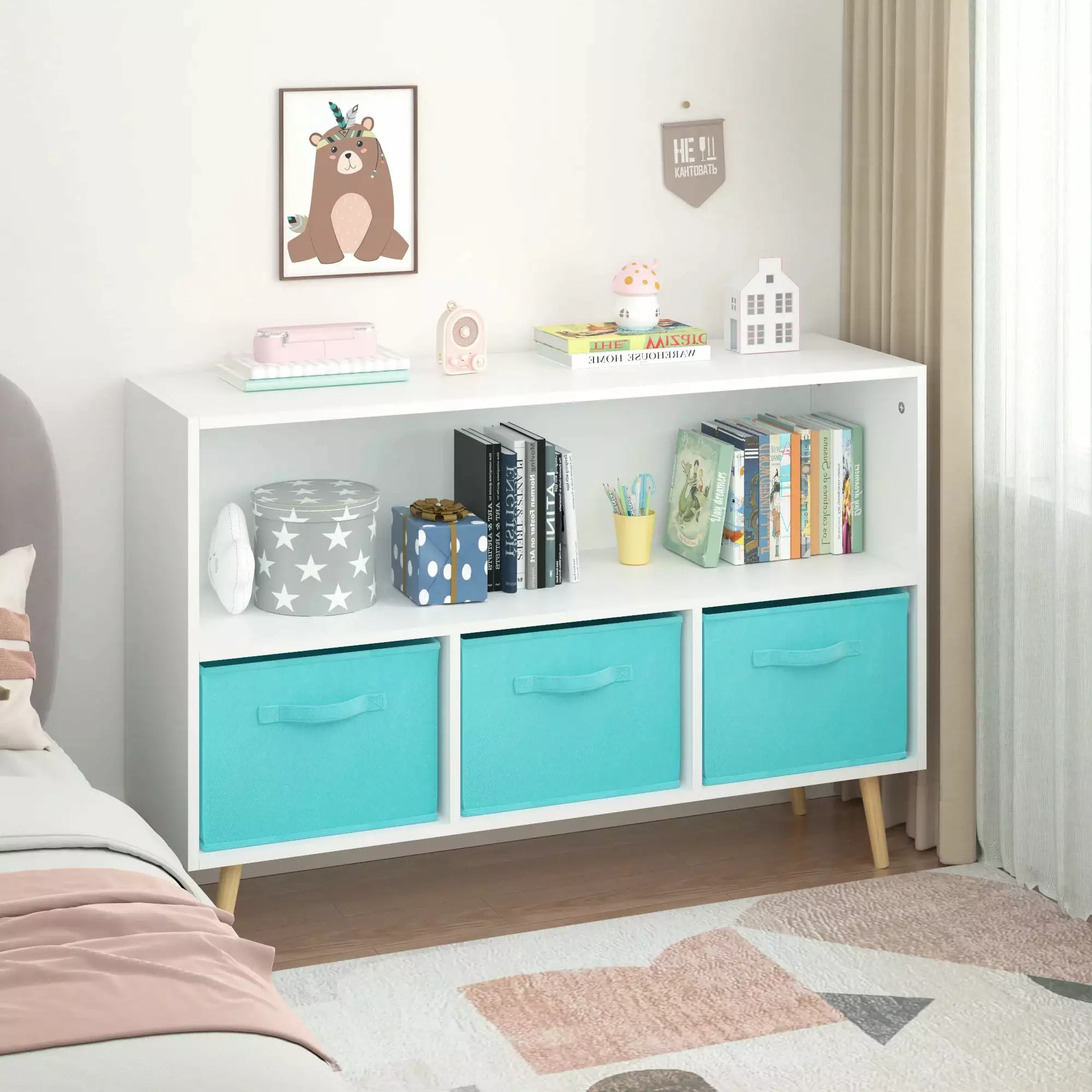 Kids Bookcase Collapsible Fabric Drawers Children's Book Display Toy Storage unknown