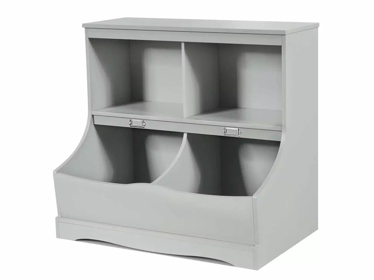 Childrens Multi-Functional Bookcase Toy Storage Bin Kids Floor Cabinet Grey Emersware
