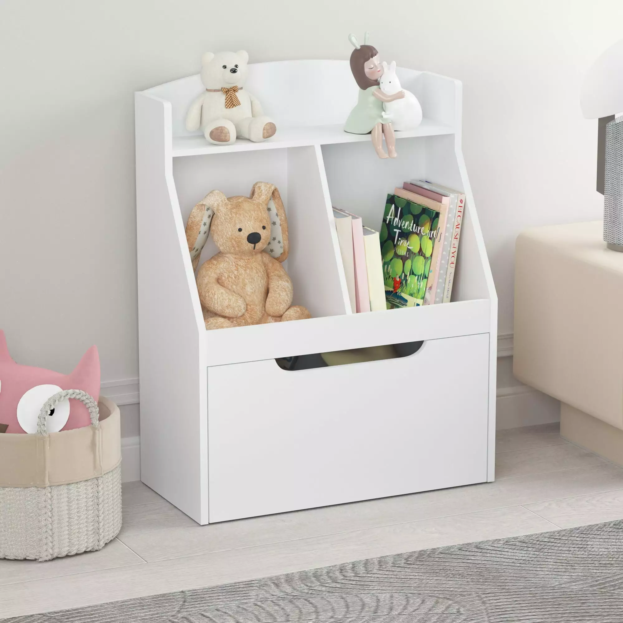 iRerts Kids Toy Storage Organizer Wooden Cube Bookcase Storage Bedroom Living Room White