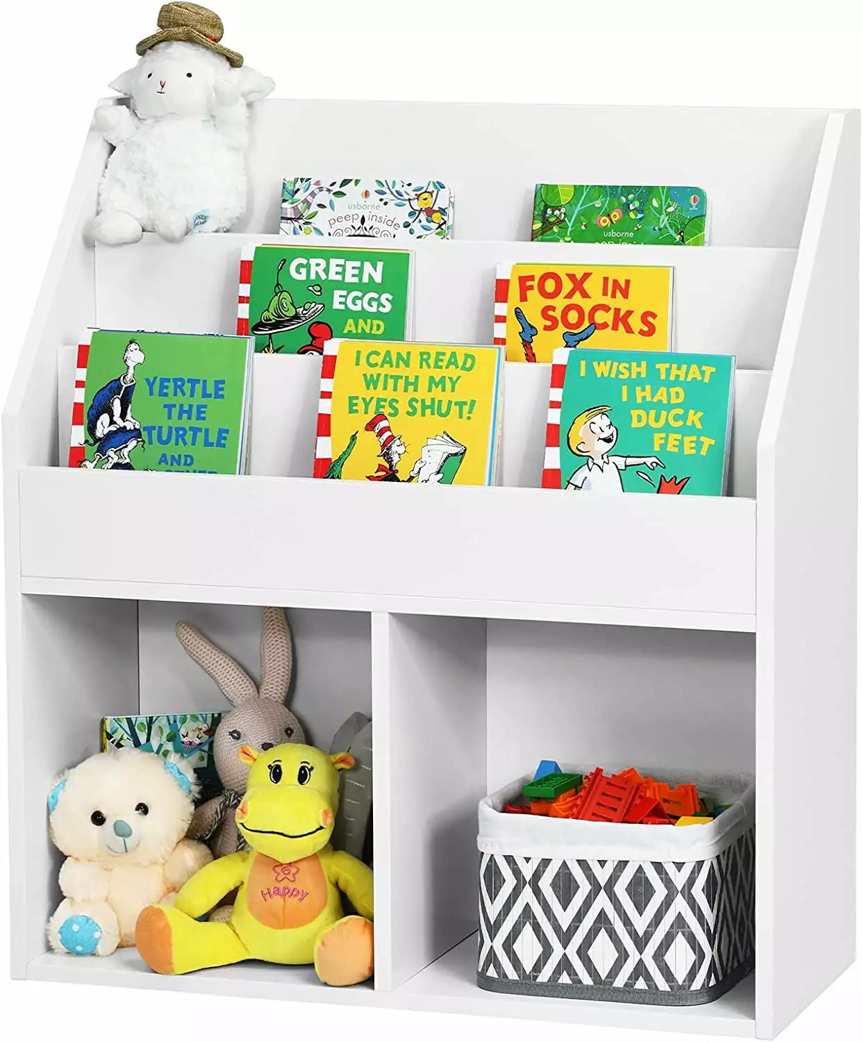Kids Bookshelf 2 Large Cubes 2--1 Space Saving Book Rack Toy Storage Cabinet Boys Girls LIMAI