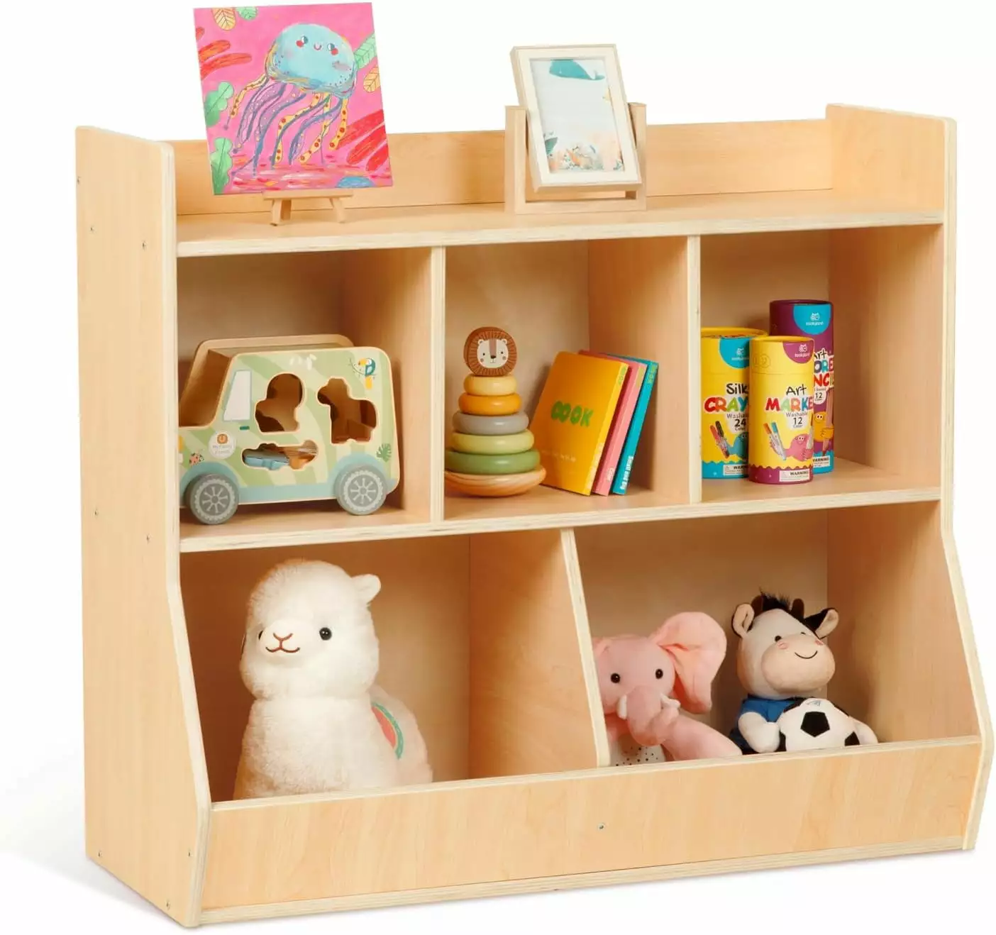 2 1 Kids Bookshelf and Montessori Toy Shelf Nursery Book Shelves Organizing Books and Toys SENYI