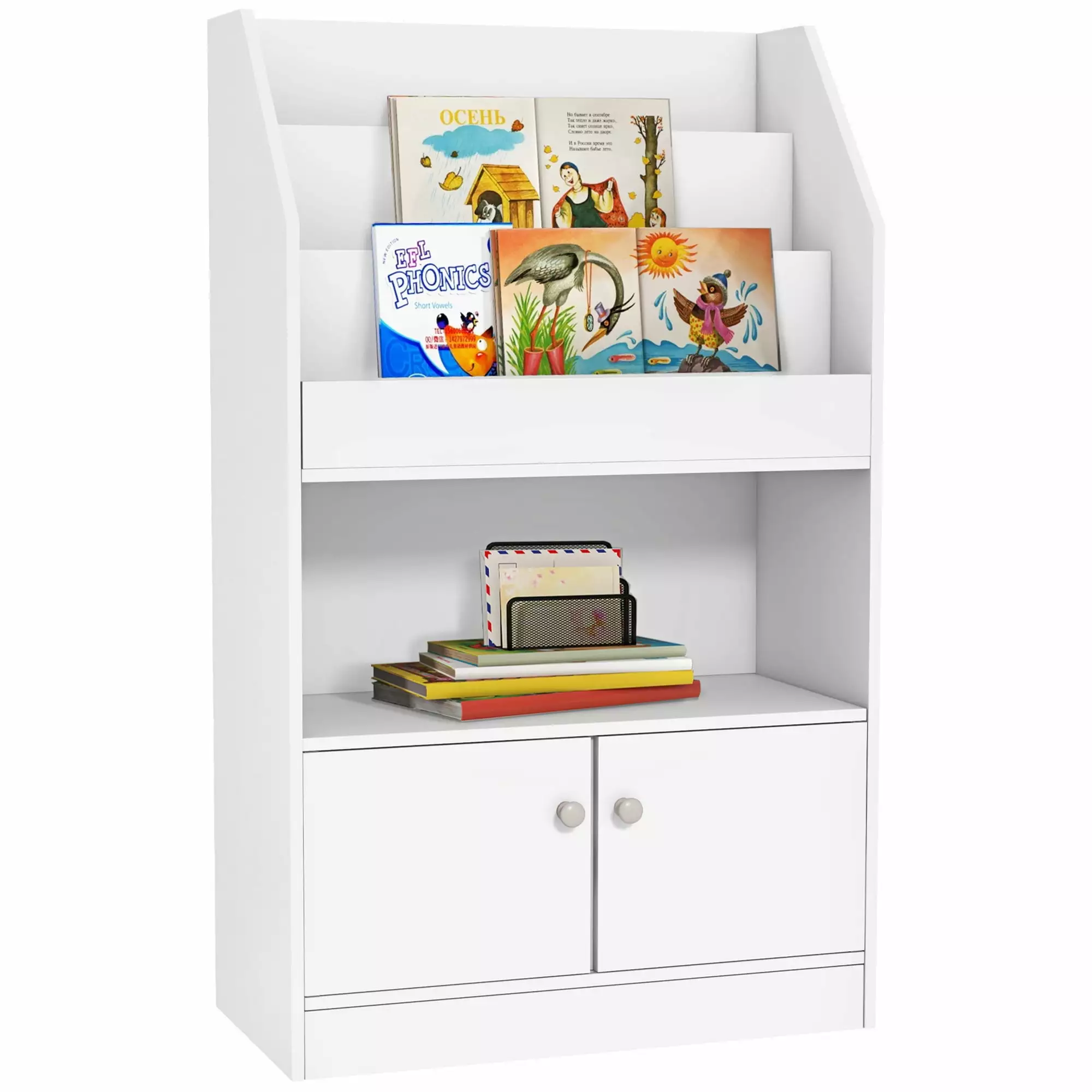 Toy Storage Cabinet Kids Bookcase Childrens Bookshelf Kids Room Bedroom Playroom Nursery White SMHZ